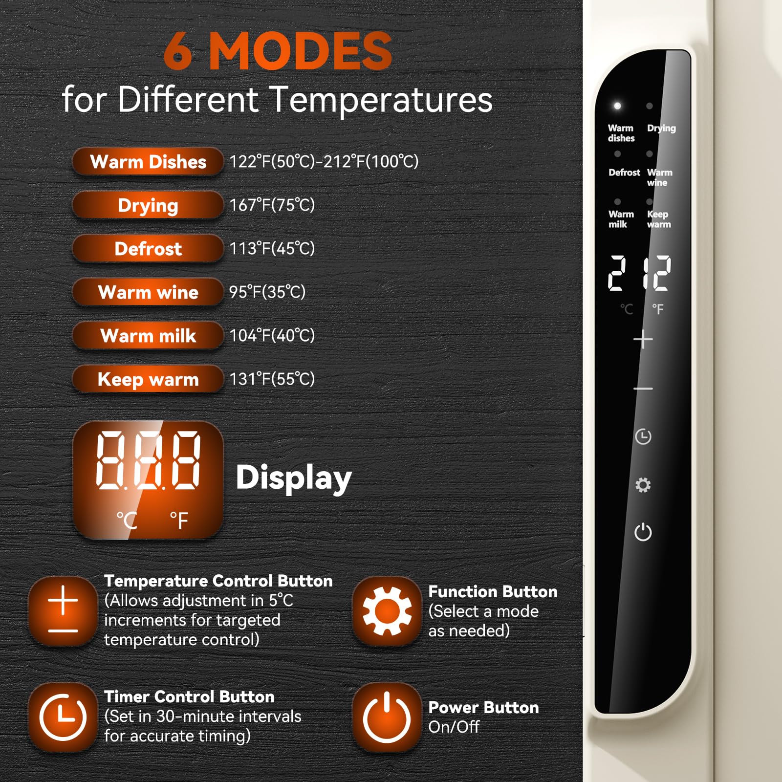 Food Warming Mat, 10s Fast Heating with 5 Modes & 10 Temp Settings, 0.5-10H Timer, Foldable & Easy-Clean Food Grade Silicone Mat for Desk, Table, Home Kitchen (White, 26 * 15 inch) - Image 7