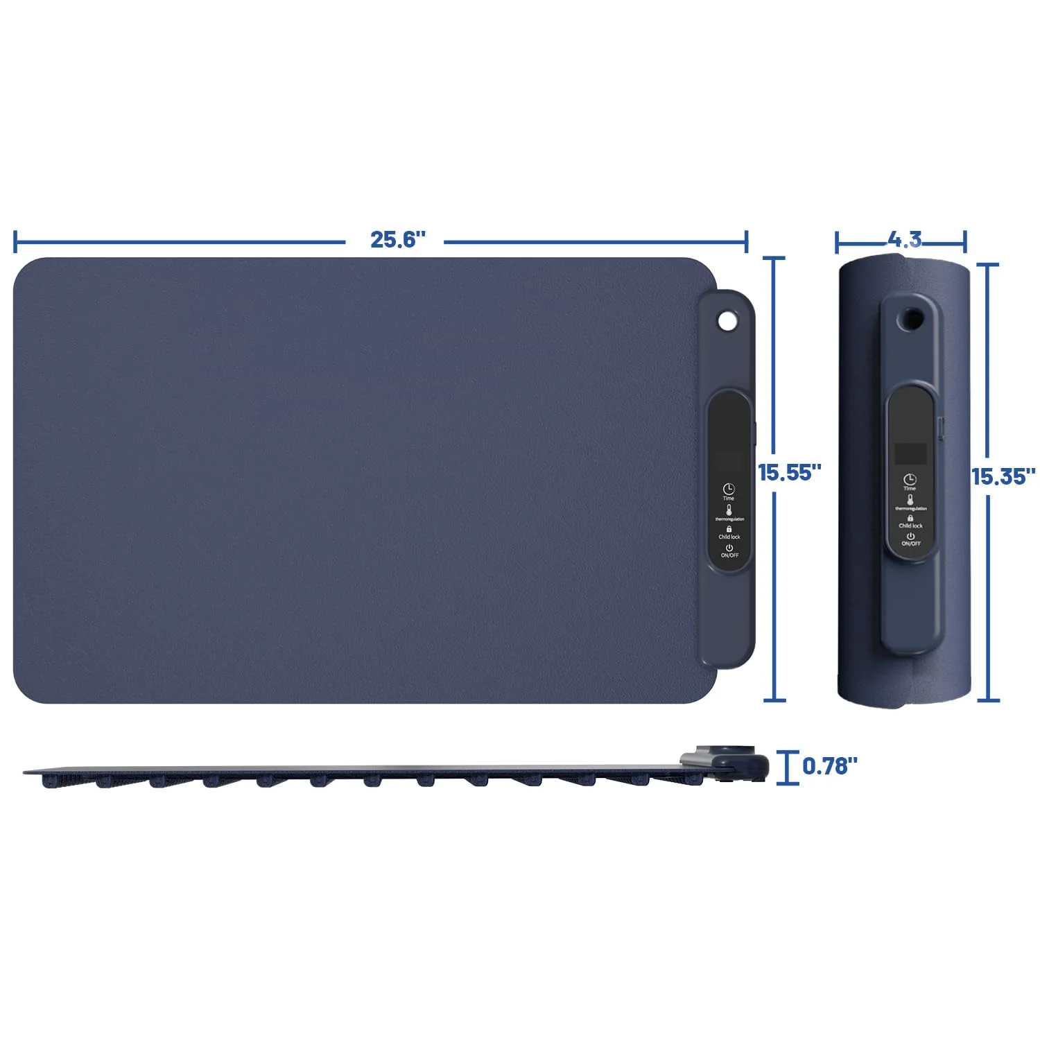 Food Warming Mat Electric Tray: YTLAD Silicone Heating Pad with 6 Level Adjustable Temperature and 5 Hours Timer & Family Lock, Foldable Food Warmers for Parties, Daily Use (Blue, 25.6" x 15.55") - Image 2