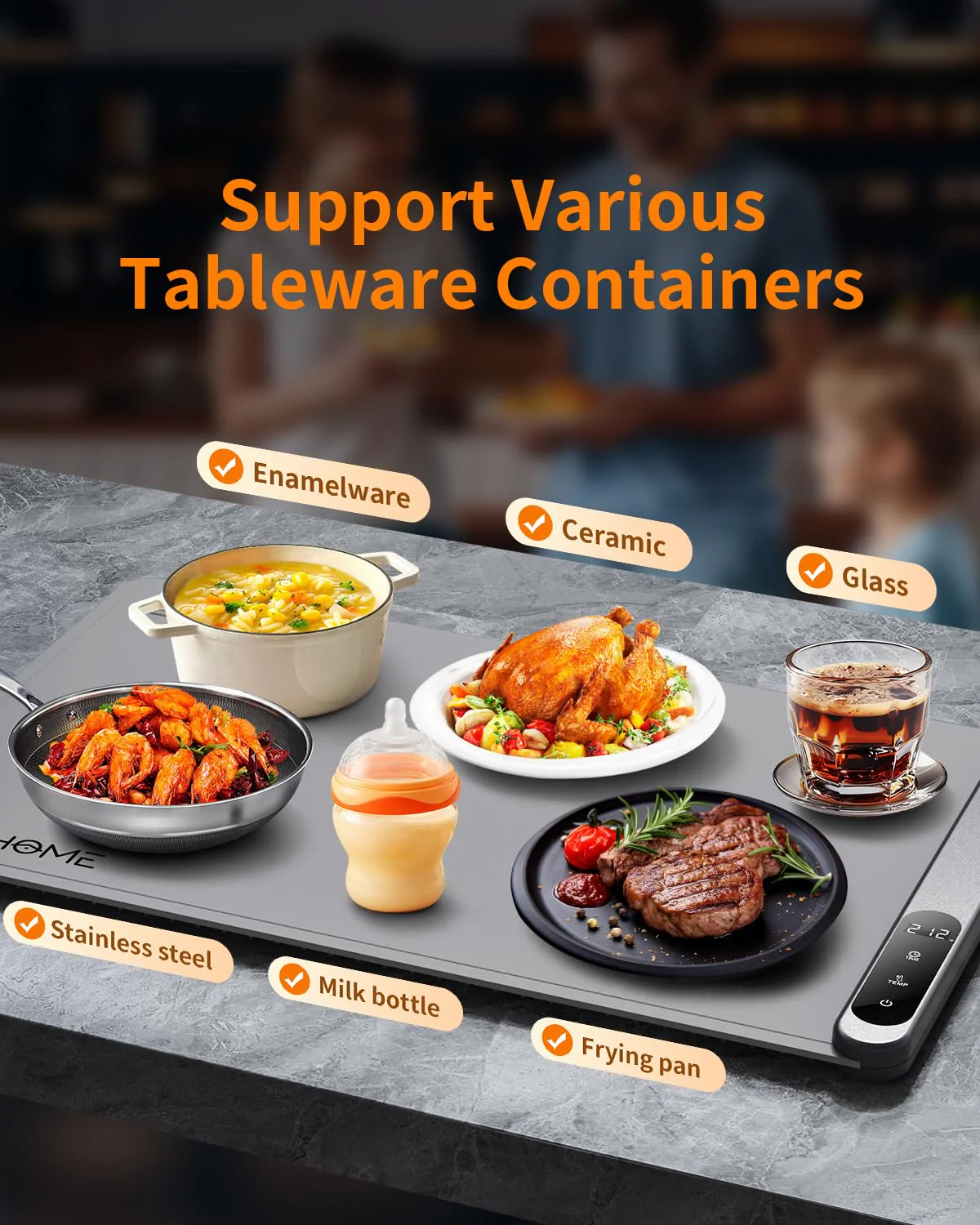 Food Warming Mat, Electric Warming Tray with 6 Level Temperature Settings,6 Hours Timer, Graphene Rapid Heating, Auto Shut-Off, Roll Up Food Warmer for Buffets Party, Countertop,Gatherings - Image 6