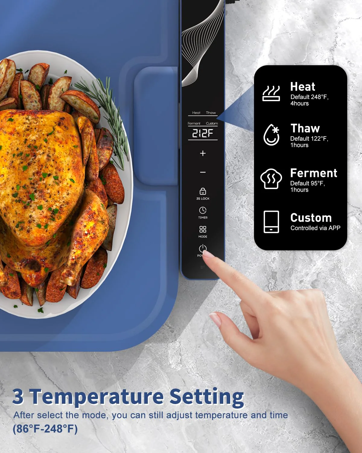 Food Warming Mat Extra Large 37"x15" with APP Control, Electric Warming Tray Adjustable Temp 99 Hour Timer Dishwasher Safe, Warming Mat for Food, Roll Up Portable Food Warmers for Parties Buffet - Image 9