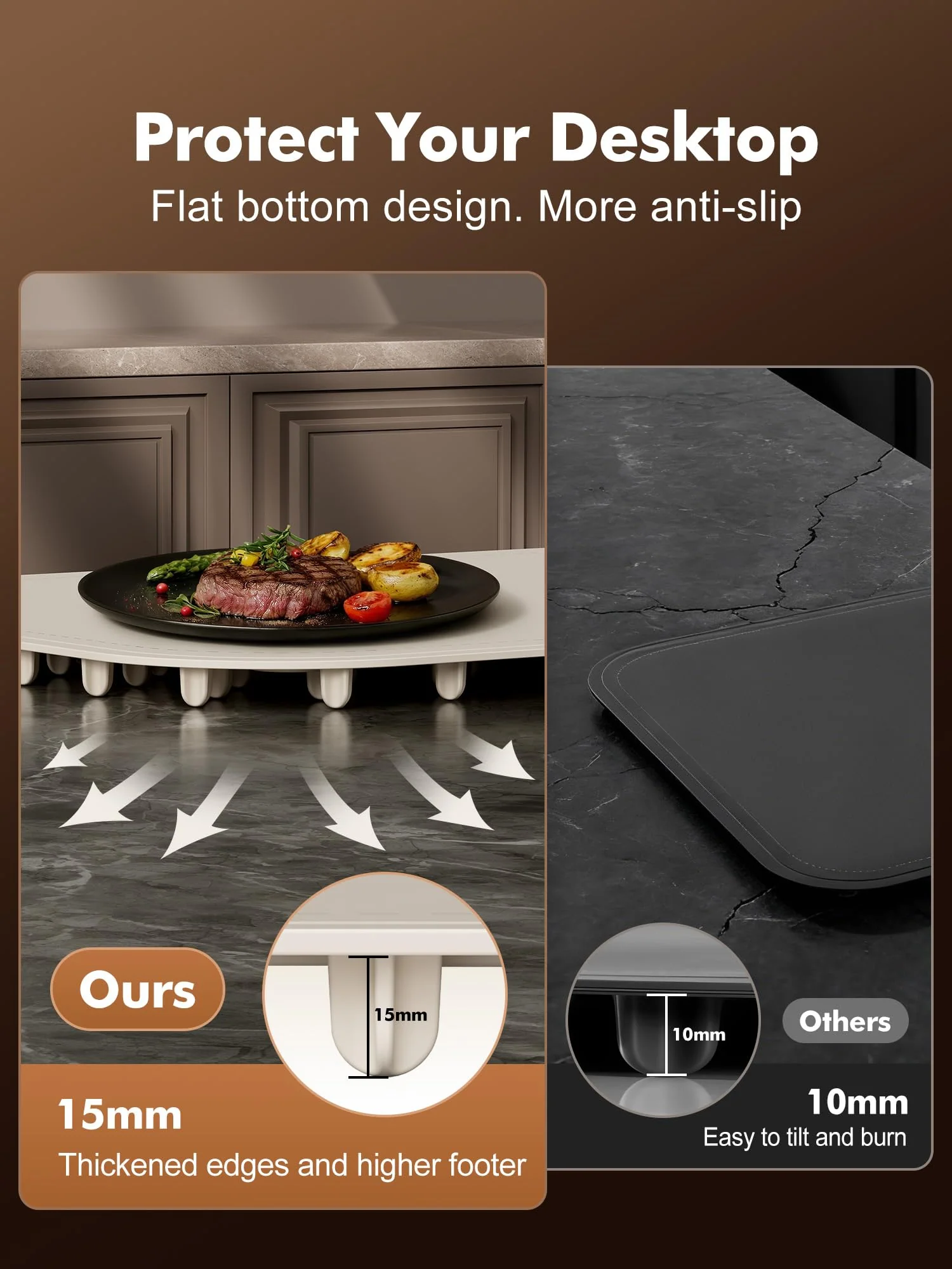Food Warming Mat, Food Warming Tray with 3 Adjustable Temperature, Full Surface Heating Electric Warming Tray with Auto Shut-Off, Food Grade Silicone Food Warmers for Parties Buffet Countertop (Beige) - Image 4