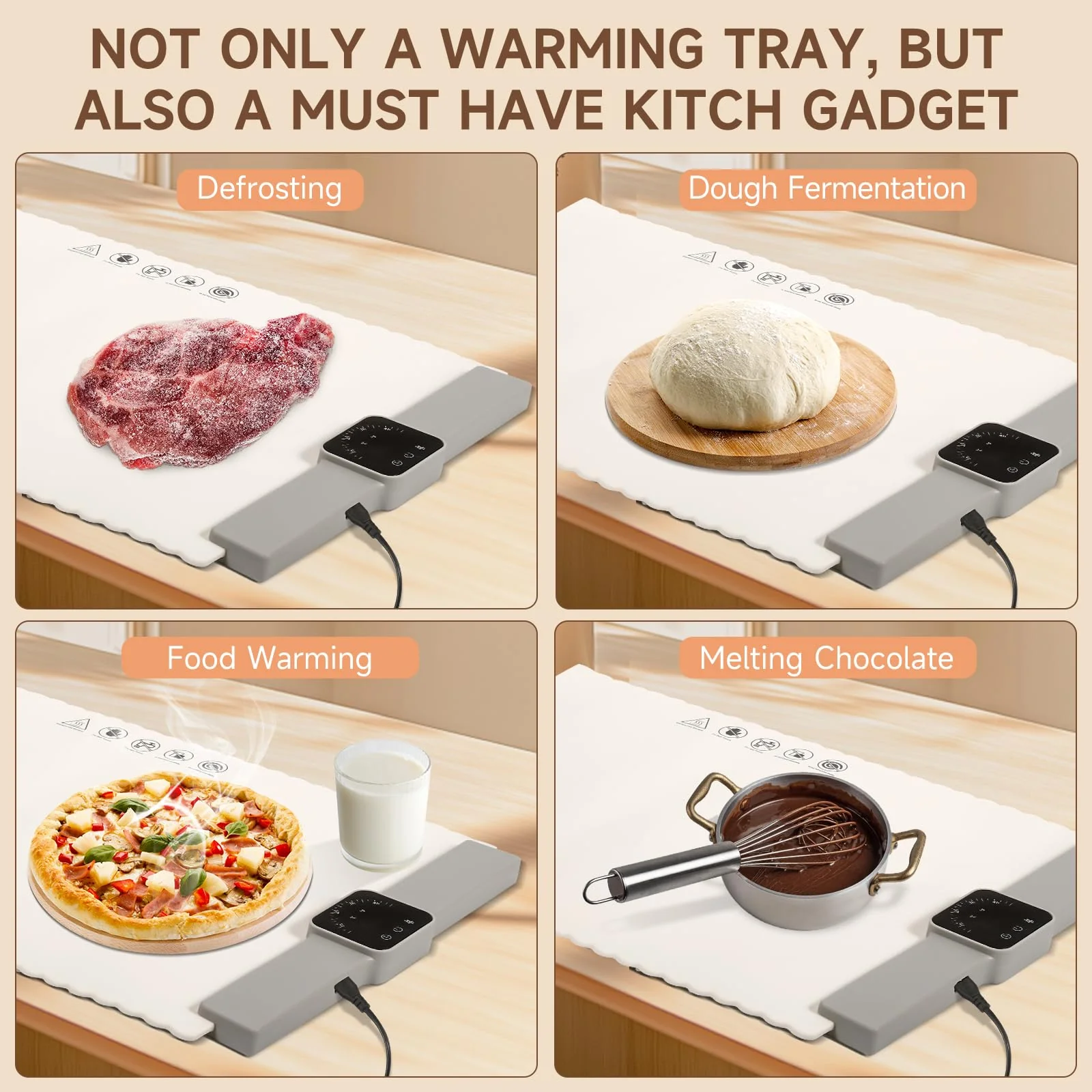 Food Warming Mat for Buffet, LNAKIO Electric Warming Tray,Silicone Heating Mat with 5 Temperature Levels& Auto Shut-Off Keep Food Warm at Party,Food Warmers for Parties, Gatherings,Everyday Use - Image 4