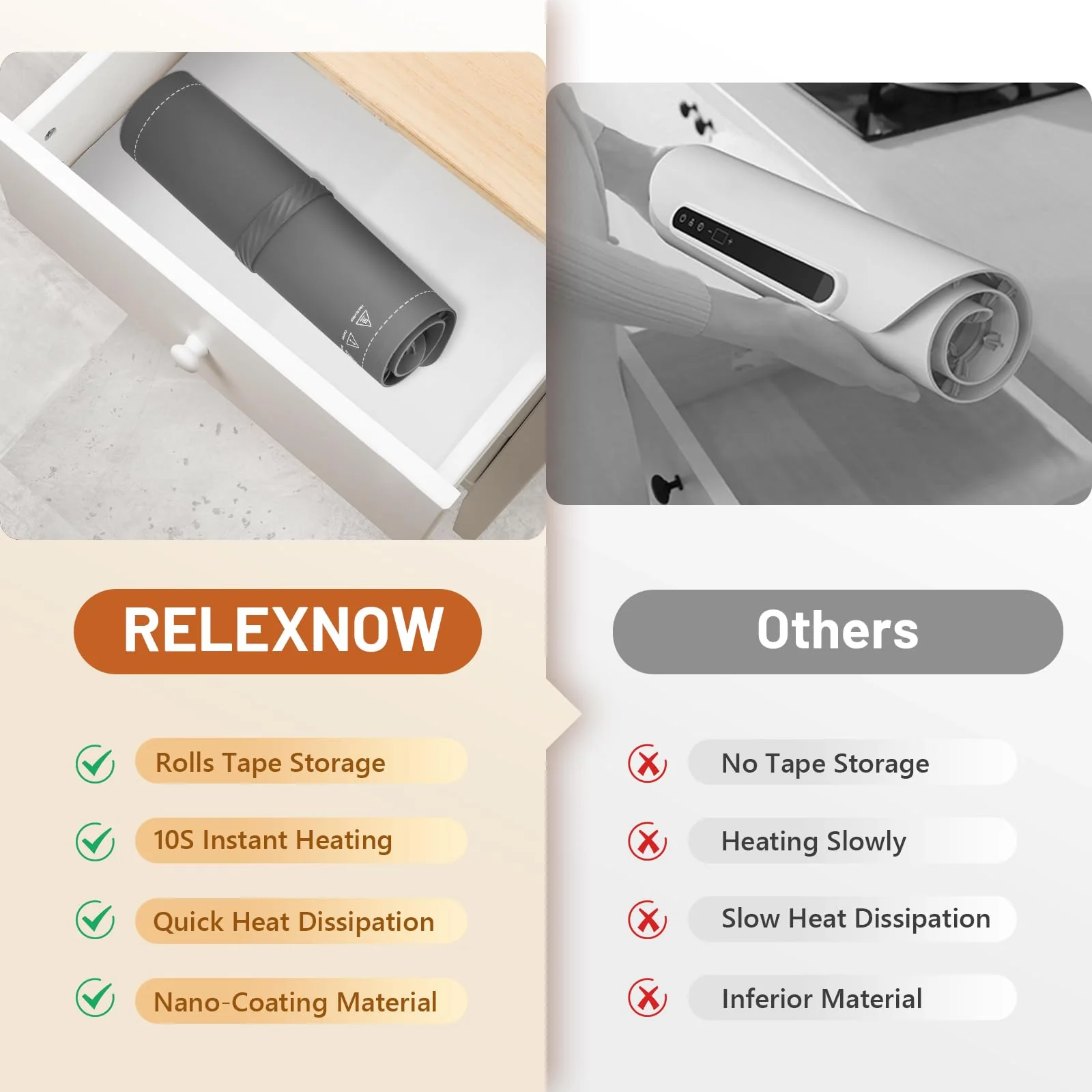 Food Warming Mat, Full Surface Heating Silicone Electric Warming Tray with 3 Level Temperature Settings, Auto Shut-Off, Foldable Roll Up Food Warmer for Parties Buffets, Gatherings - Image 4
