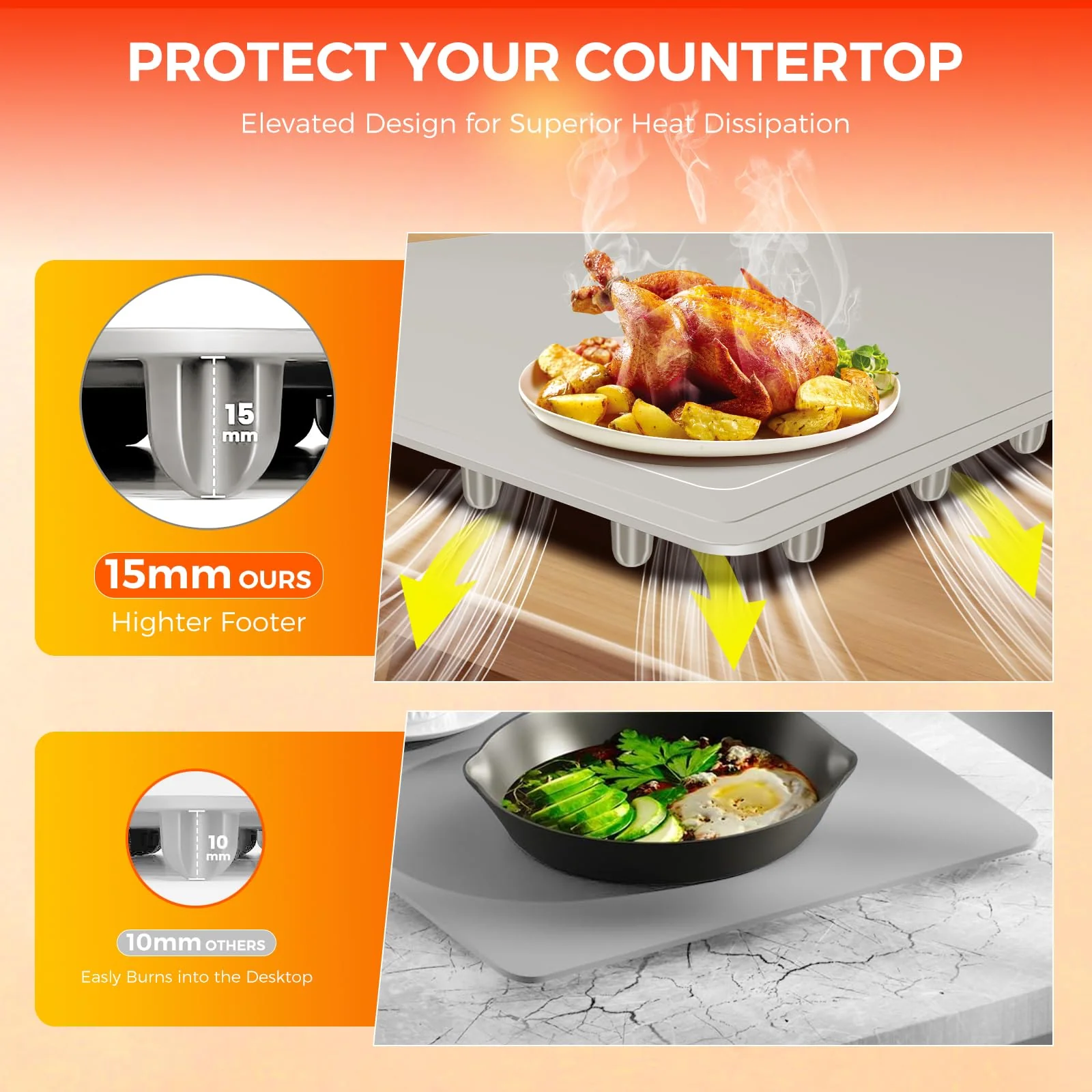 Food Warming Mat | Max Temp 248℉,Electric Warming Tray with Timer and 8-Level Adjustable,Fast Full-Surface Heating Mat for Food with Child Lock,Roll-Up & Portable Silicone Food Warmer for Buffet Party - Image 6