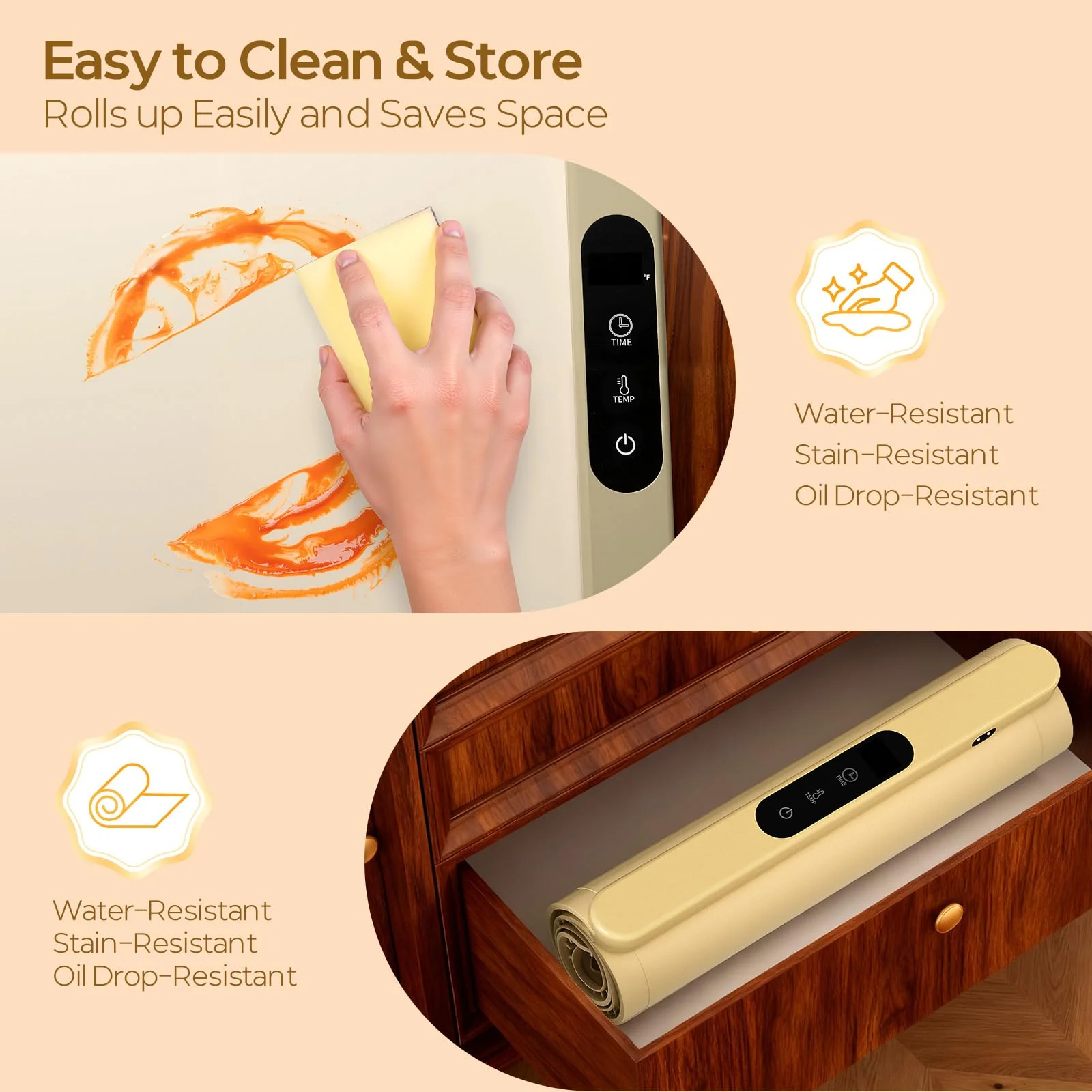 Food Warming Mat with Protective Table Mat, Graphene Fast Full-Surface Heating Mat, Electric Warming Tray with 6 Temperature and 6HoursTimer, Portable Rollable Food Warmer Perfect For Parties Buffet - Image 5