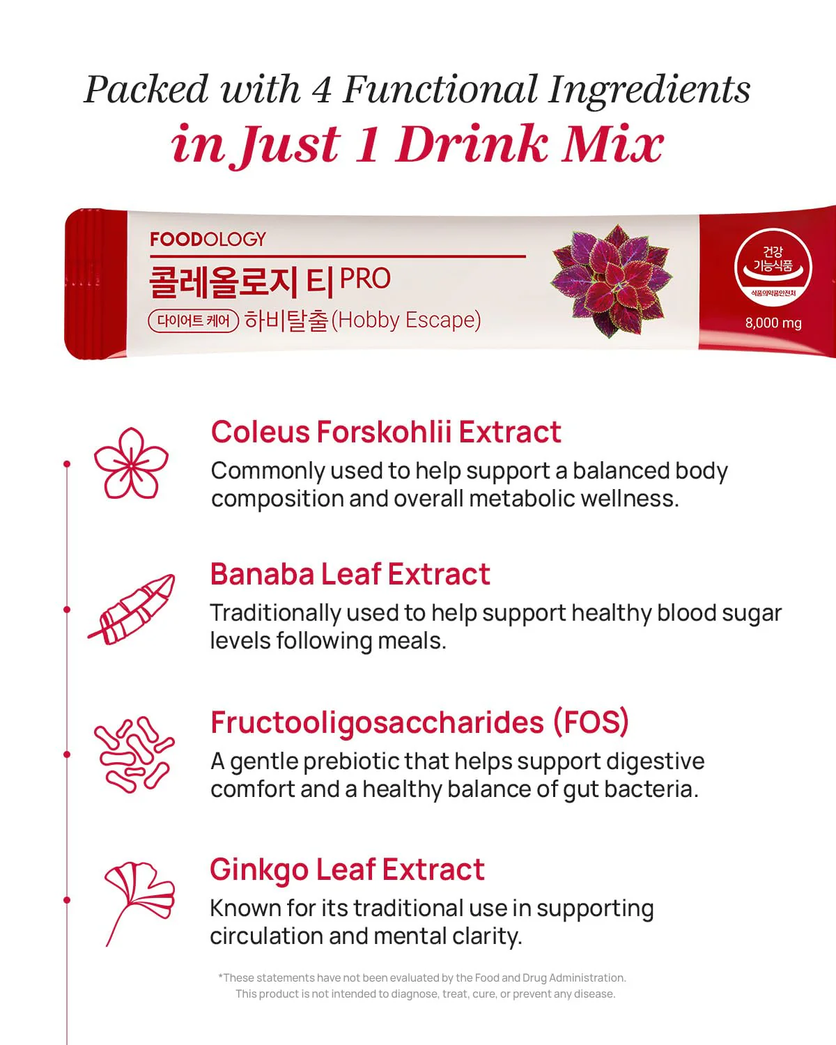 FOODOLOGY Coleology Drink Mix PRO (15days) - Daily Pomegranate Water Mix with Coleus Forskohlii, Banaba Leaf, FOS & Ginkgo – Refreshing Wellness Drink for Body Balance - Image 5