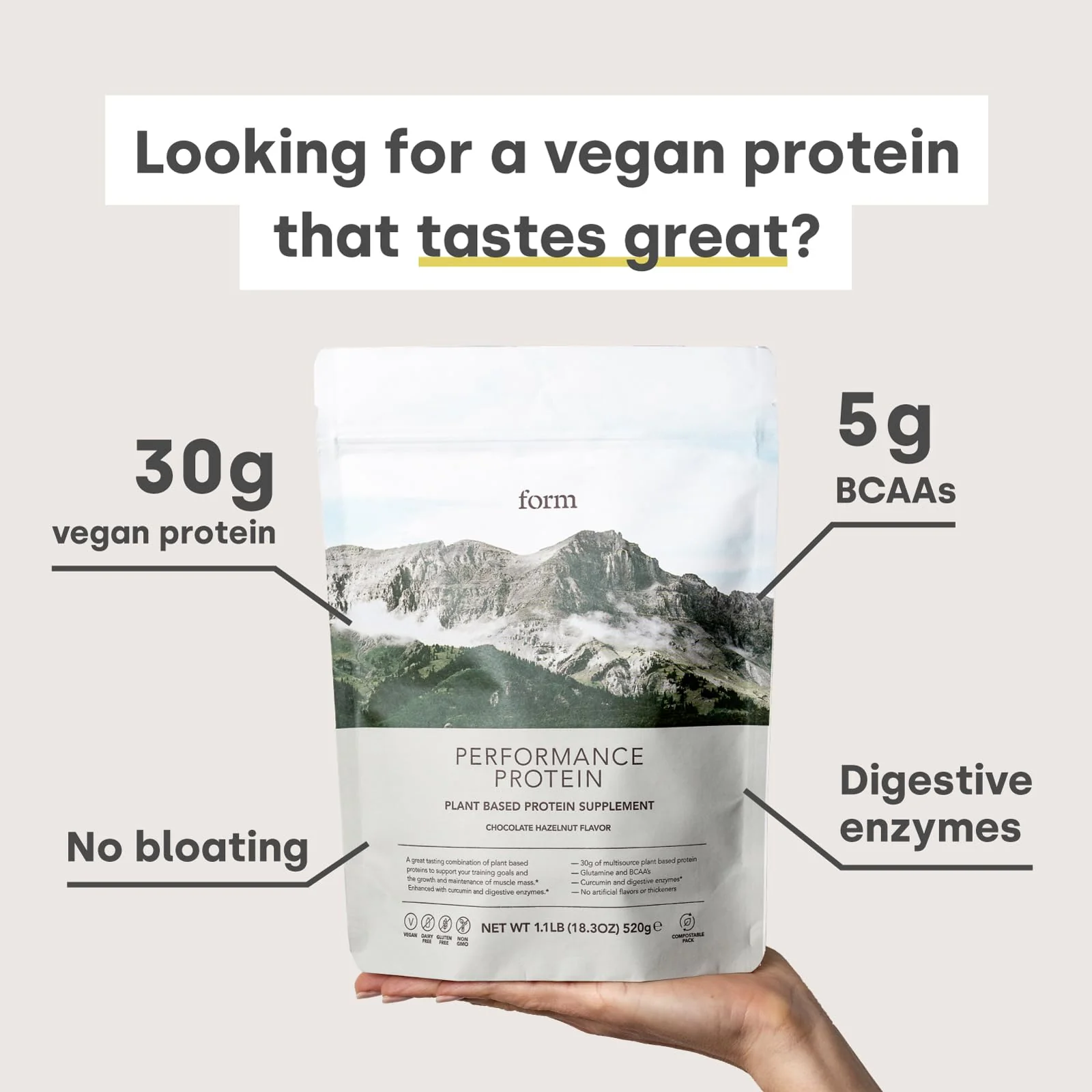 Form Performance Protein - Vegan Protein Powder - 30g of Plant Based Protein per Serving, with BCAAs and Digestive Enzymes. Perfect Post Workout. Tastes Great with Just Water! (Tiramisu) - Image 6