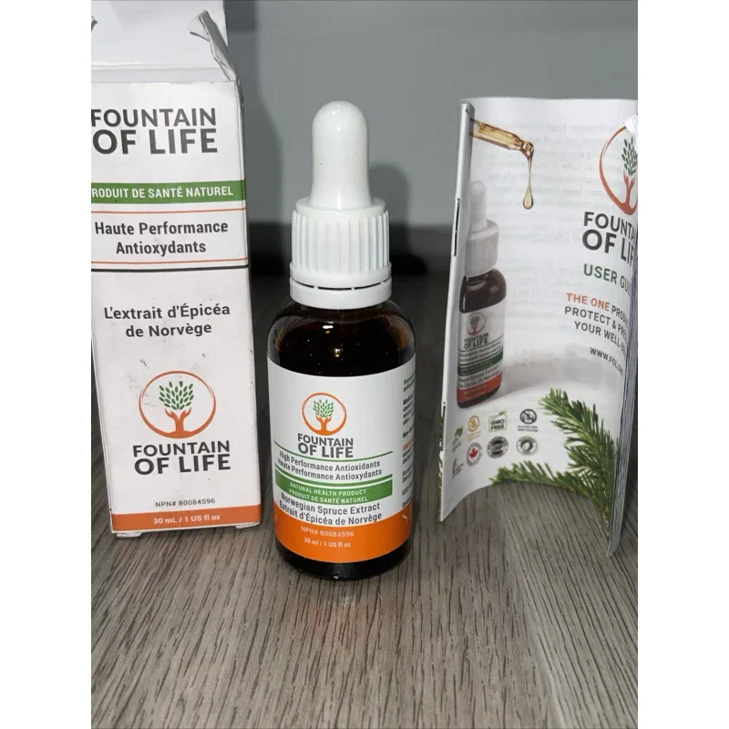 Fountain Of Life Antioxidant Spruce Extract 1 Fl Oz Sealed Damaged Box - Image 3