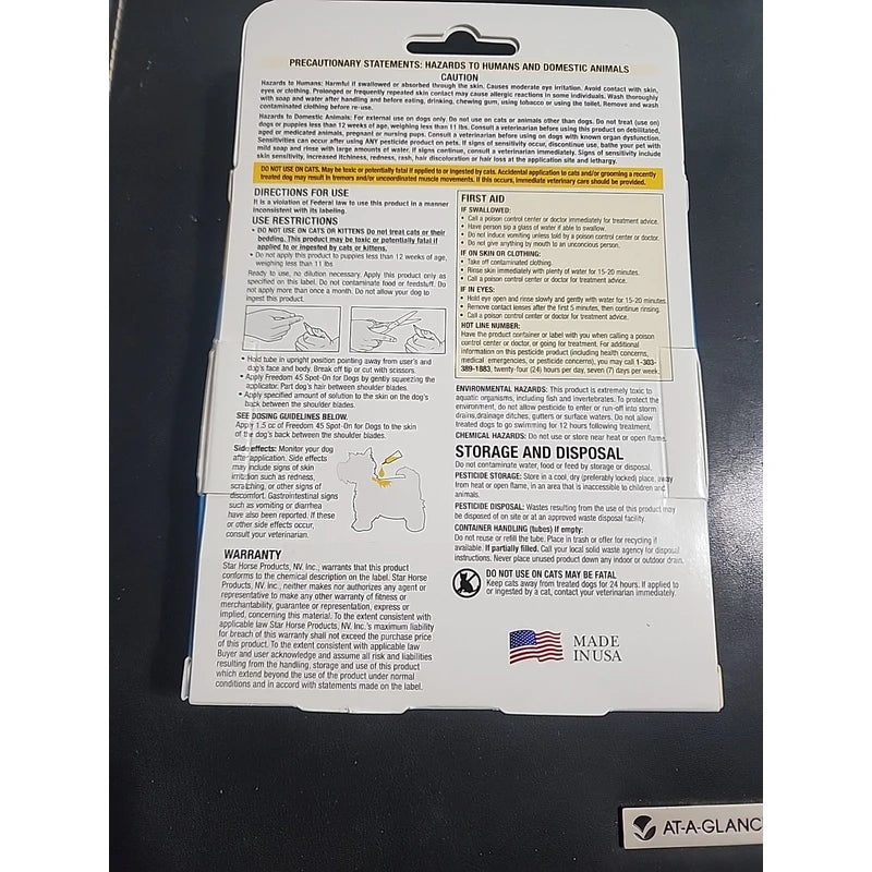 Freedom 45 Spot On Fleas & Ticks Control for Dog Small Medium 11-32 LBS 6 Months - Image 4