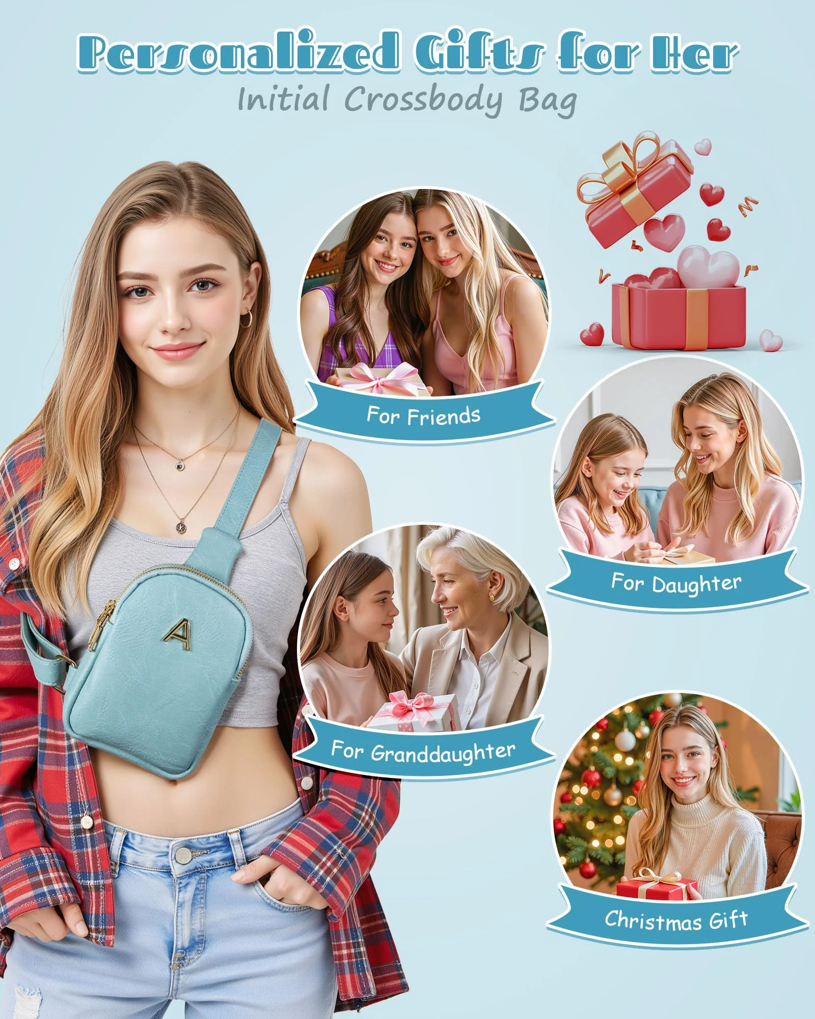 Freesya Birthday Gifts for 8-12, 13-19 Year Old Girl, Cross body Bags Fanny Pack with Letter, Gifts for Teen Girls, Christmas Stocking Stuffers for Girls, Cute Trendy Stuff for Tweens Teens - Image 5