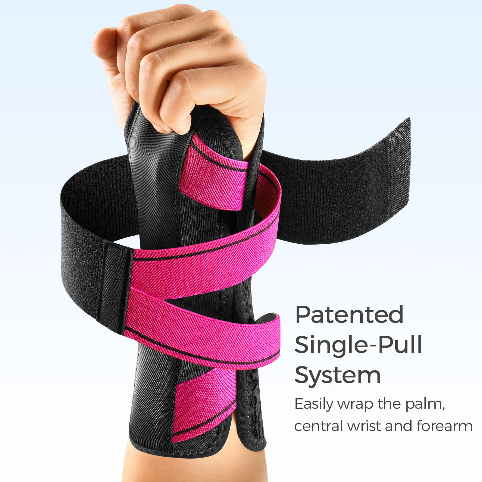 FREETOO Carpal Tunnel Wrist Brace Night Support Fit Right Hand for Work, Pain Relief Wrist Splint for Tendonitis, Arthritis, Fit Women and Men, Wrist Stabilizer Brace for Sleeping (L/XL, Black/Pink) - Image 4