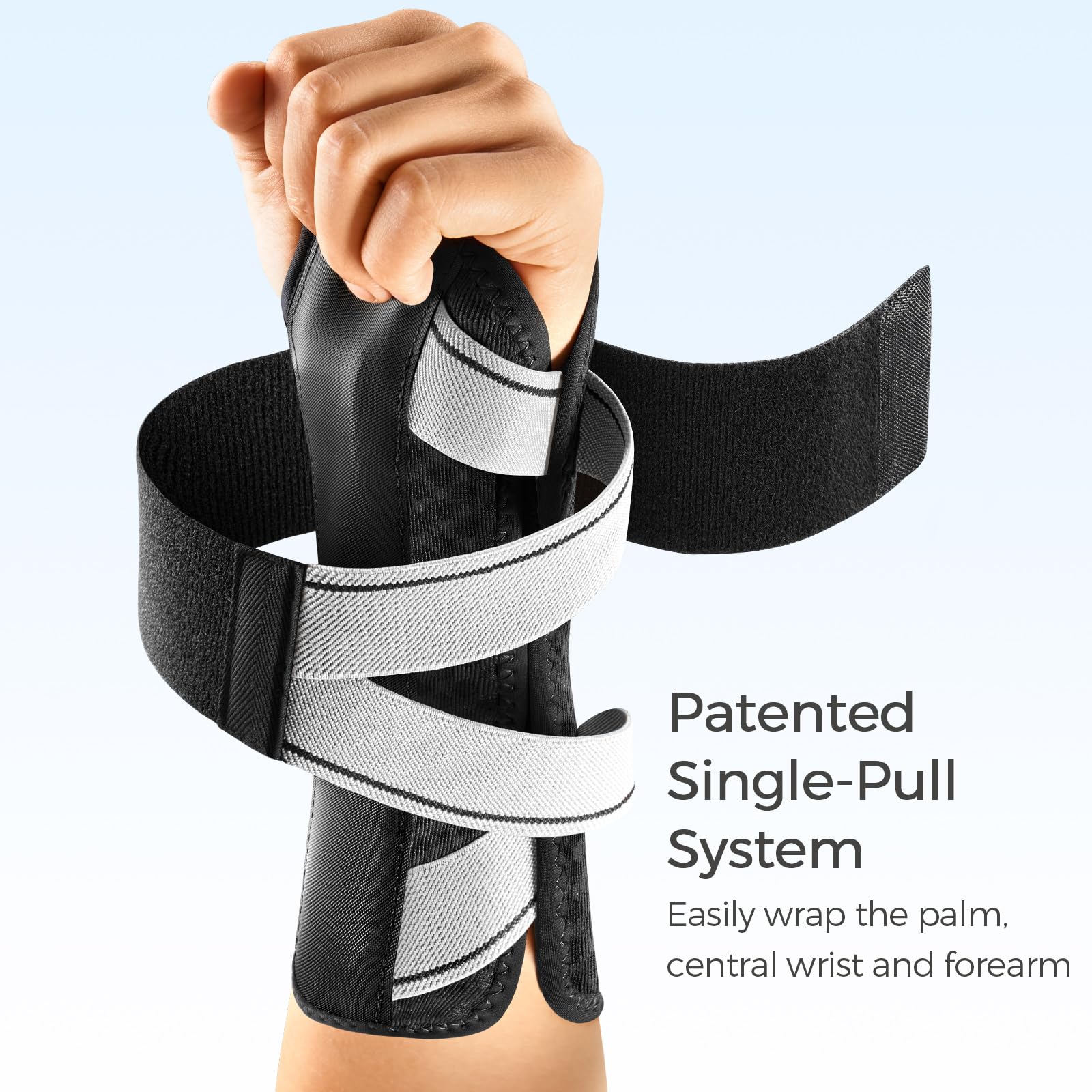 FREETOO Carpal Tunnel Wrist Brace Night Support Fit Right Hand for Work, Pain Relief Wrist Splint for Tendonitis, Arthritis, Sprain, Fit Women and Men, Wrist Immobilizer for Sleeping (S/M, Black/Grey) - Image 4