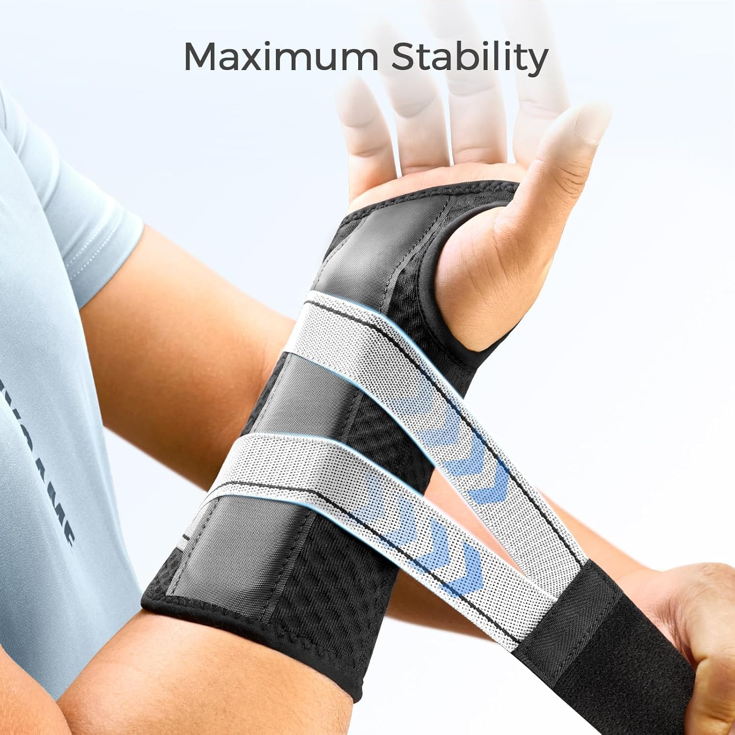 FREETOO Carpal Tunnel Wrist Brace Night Support Fit Right Hand for Work, Pain Relief Wrist Splint for Tendonitis, Arthritis, Sprain, Fit Women and Men, Wrist Immobilizer for Sleeping (XS, Black/Grey) - Image 6