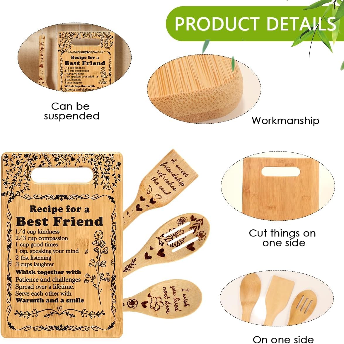 Friend Birthday Gifts for Women Friendship Best Friends Christmas Unique Gifts Ideas for BFF Bestie Soul Sister Bestie Gifts for Woman Female Bestfriend BFF Gifts Friend Forever Cutting Boards Set - Image 2