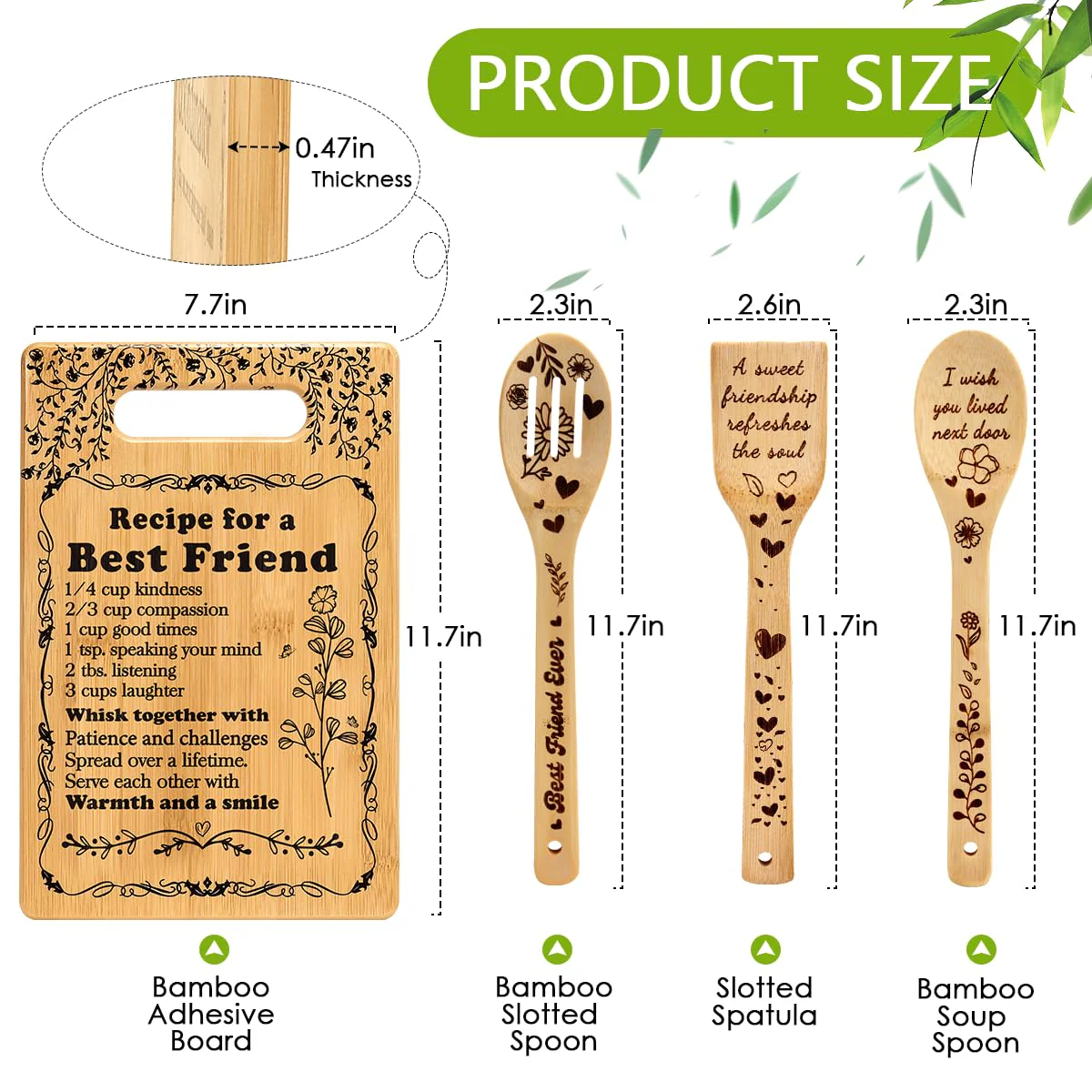 Friend Birthday Gifts for Women Friendship Best Friends Christmas Unique Gifts Ideas for BFF Bestie Soul Sister Bestie Gifts for Woman Female Bestfriend BFF Gifts Friend Forever Cutting Boards Set - Image 3