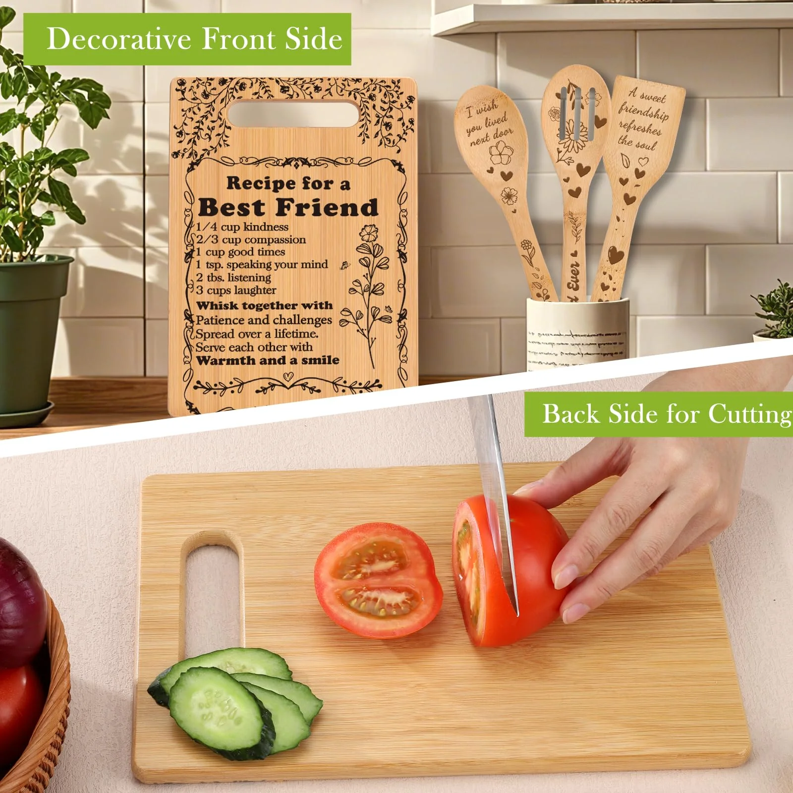 Friend Birthday Gifts for Women Friendship Best Friends Christmas Unique Gifts Ideas for BFF Bestie Soul Sister Bestie Gifts for Woman Female Bestfriend BFF Gifts Friend Forever Cutting Boards Set - Image 6