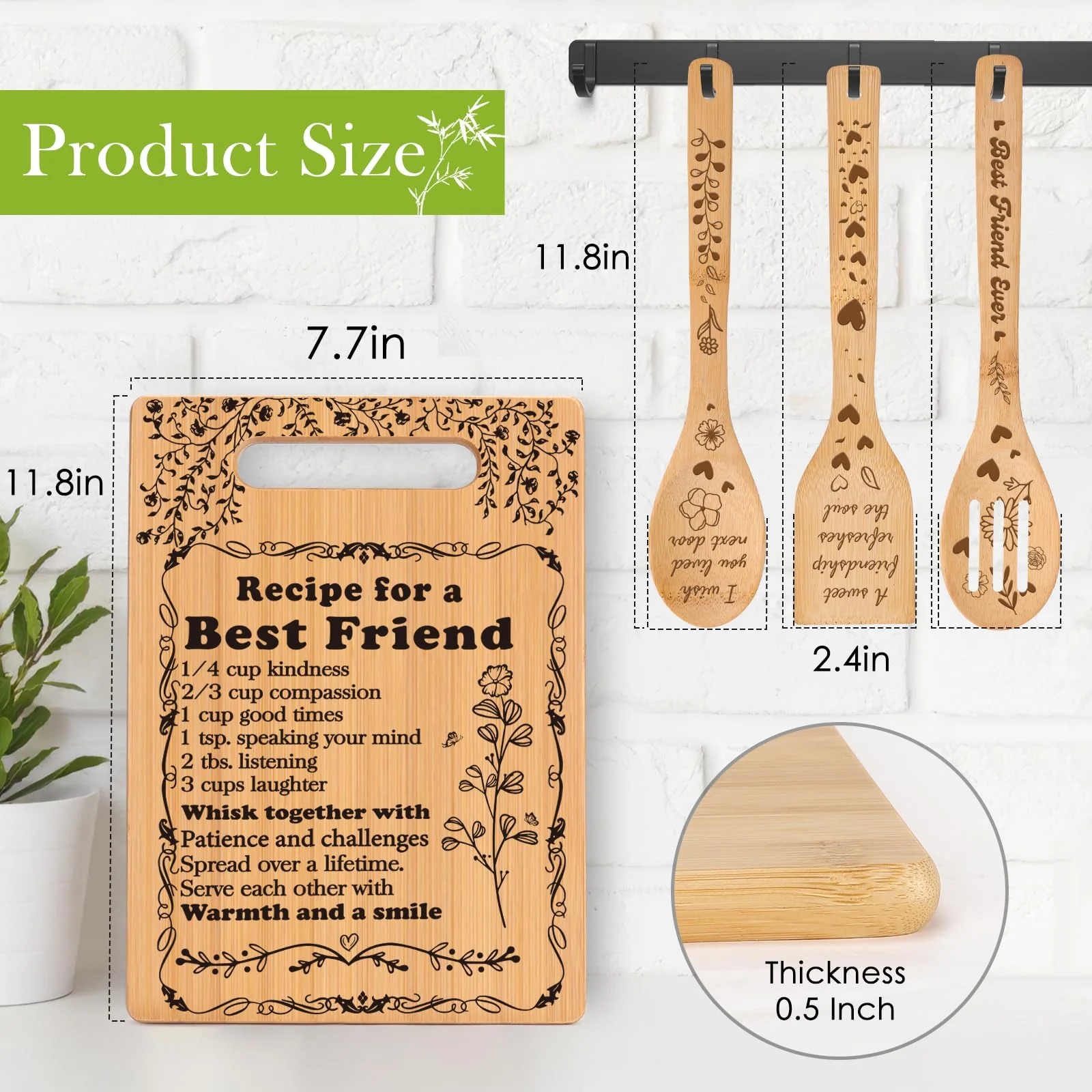 Friend Birthday Gifts for Women Friendship Best Friends Christmas Unique Gifts Ideas for BFF Bestie Soul Sister Bestie Gifts for Woman Female Bestfriend BFF Gifts Friend Forever Cutting Boards Set - Image 8