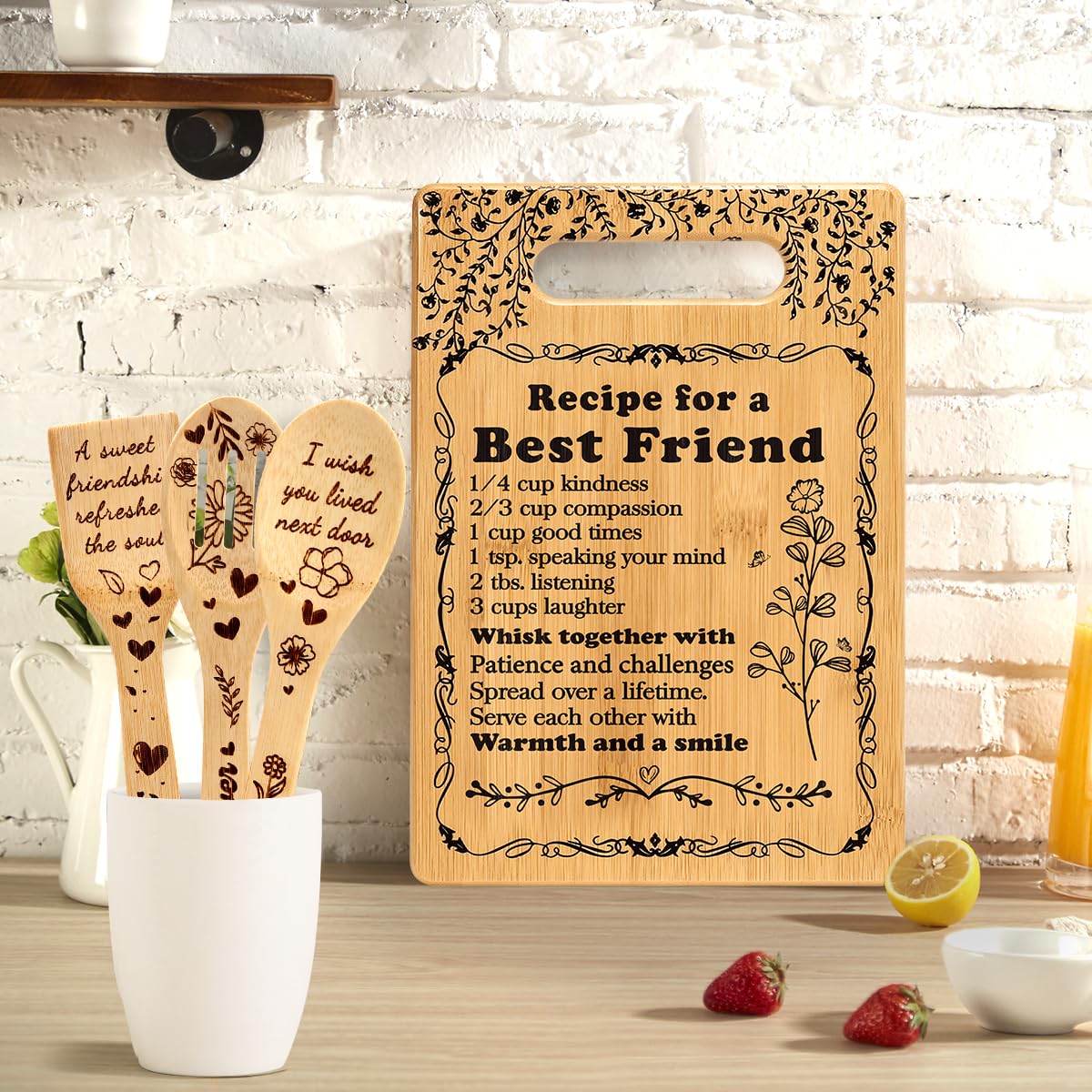 Friend Birthday Gifts for Women Friendship Best Friends Christmas Unique Gifts Ideas for BFF Bestie Soul Sister Bestie Gifts for Woman Female Bestfriend BFF Gifts Friend Forever Cutting Boards Set - Image 9