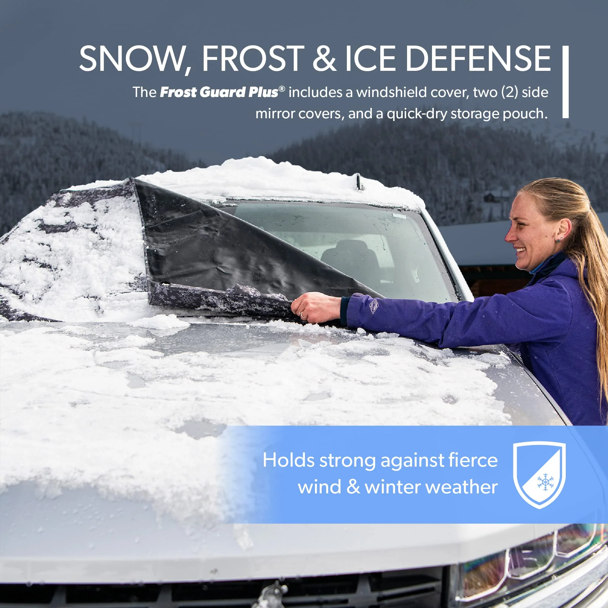 FrostGuard Plus | Winter Windshield Cover for Ice and Snow, XL Size (Snowflake) - Built-in Security Panels, Wiper Blade Coverage + Mirror Covers - Fits XL Size Cars, Trucks and SUVs, 68 x 41 Inches - Image 7