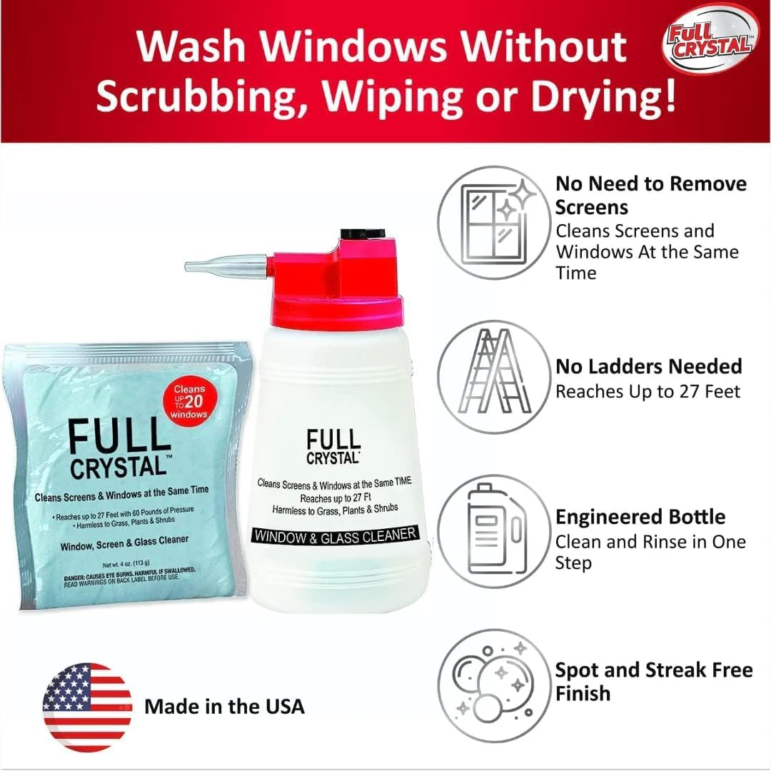 Full Crystal Refill Kit - 1 lb. Bag of Crystal Powder Exterior Window Cleaner for Glass and Screens - Cleans Up to 80 Windows - Shipped Product Packaging May Vary - Image 2