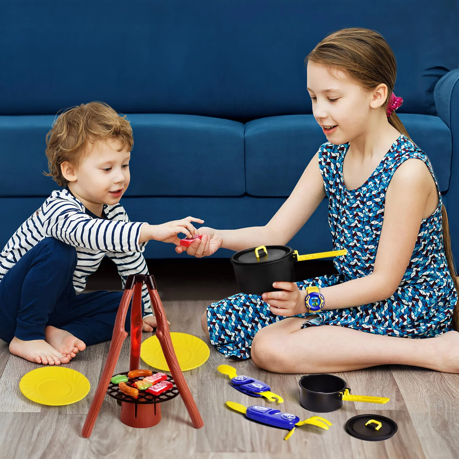 FUN LITTLE TOYS Kids Play Tent with Camping Toys, Toddler Tent with Battery Lantern, Kids Pop Up Tent Indoor Outdoor Toys Christmas Birthday Gifts for Boys - Image 3