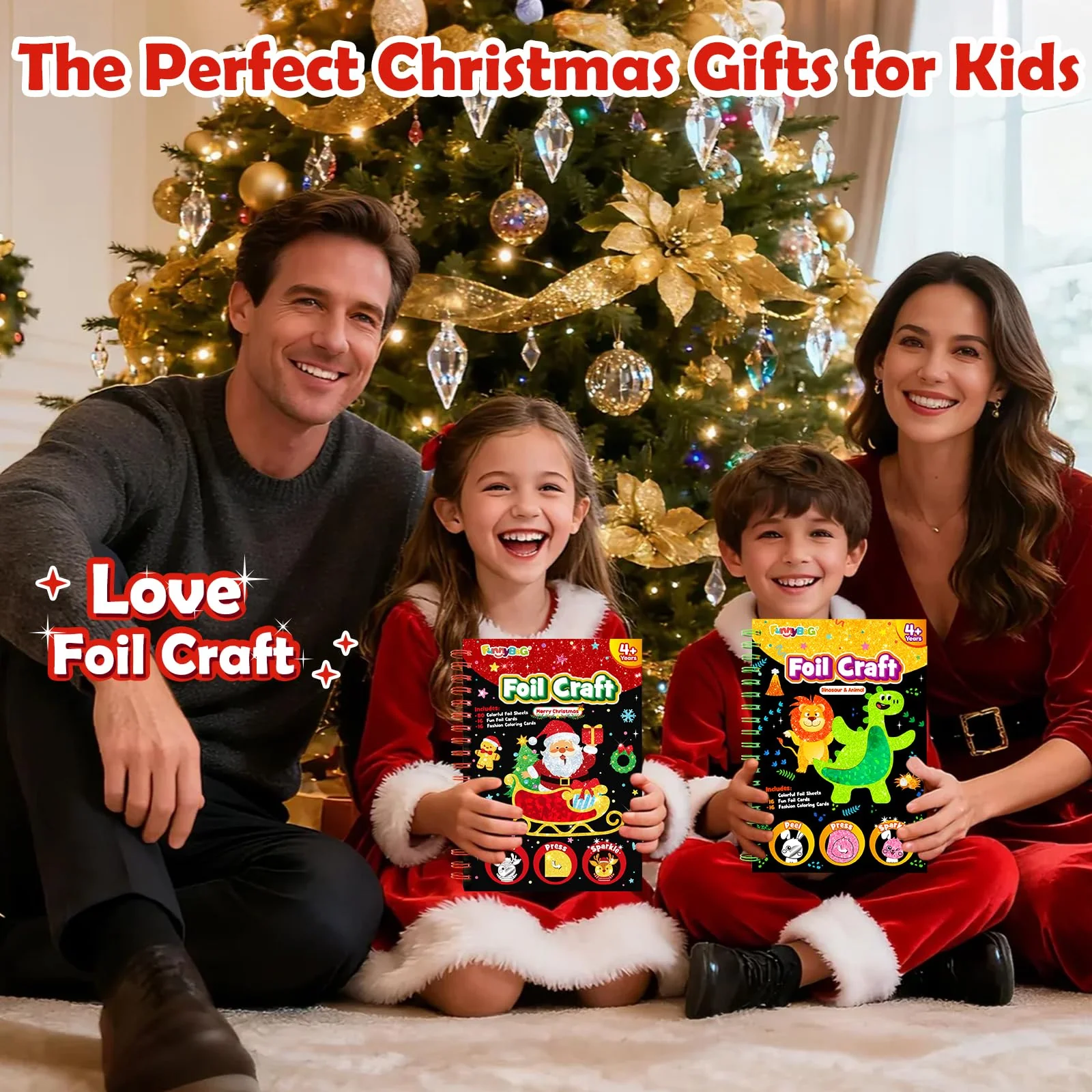 FUNNYB&G Foil Art Craft Activity for Kids - Christmas Crafts Gift Party Favors for Kids Stocking Stuffer Baskets Fillers Gifts Toy for Girls Boys 4 5 6 7 8 9 Years Old(Christmas) - Image 3