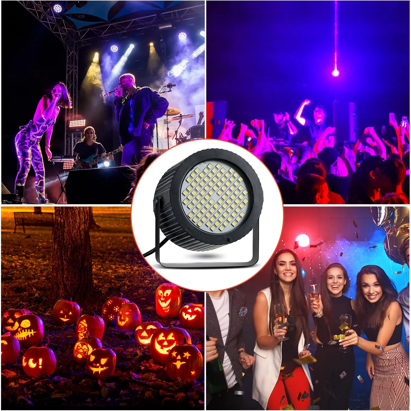 Funtery 2 Pcs Bright Halloween Strobe Light 88 LEDs Flash Party Lighting Sound and Speed Modes Flashing Stage Lights for Christmas Birthday Party Room Dance DJ Bar Karaoke Show Wedding(White) - Image 3