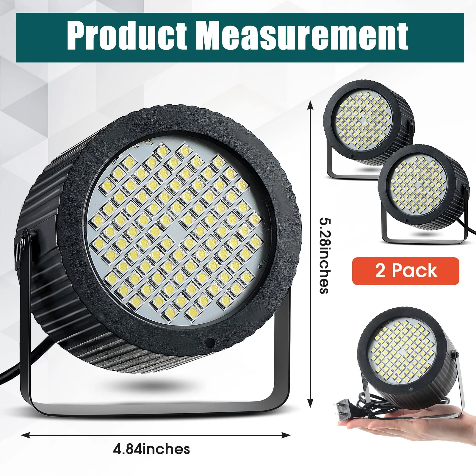 Funtery 2 Pcs Bright Halloween Strobe Light 88 LEDs Flash Party Lighting Sound and Speed Modes Flashing Stage Lights for Christmas Birthday Party Room Dance DJ Bar Karaoke Show Wedding(White) - Image 7