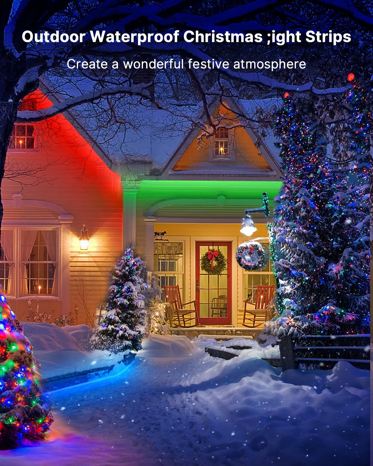 Fussion Outdoor LED Strip Lights Waterproof 100FT (2 Rolls of 50ft) IP67 LED Light Strips with Remote, RGB Color Changing Christmas House Rope Lighting for Outside - Image 7