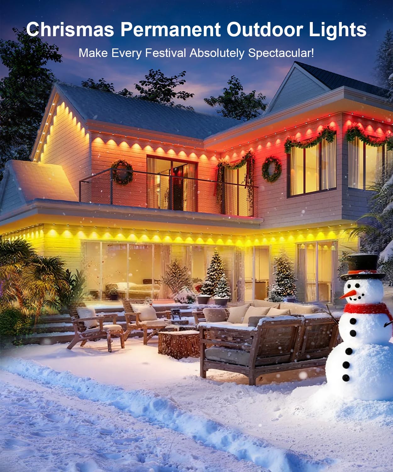Fussion Permanent Outdoor Lights for House, 150ft RGB Halloween House Lights Outdoor with APP Remote Control, IP67 Waterproof Smart Eternity Eaves Lighting for Christmas, Holiday, Party, Daily - Image 6