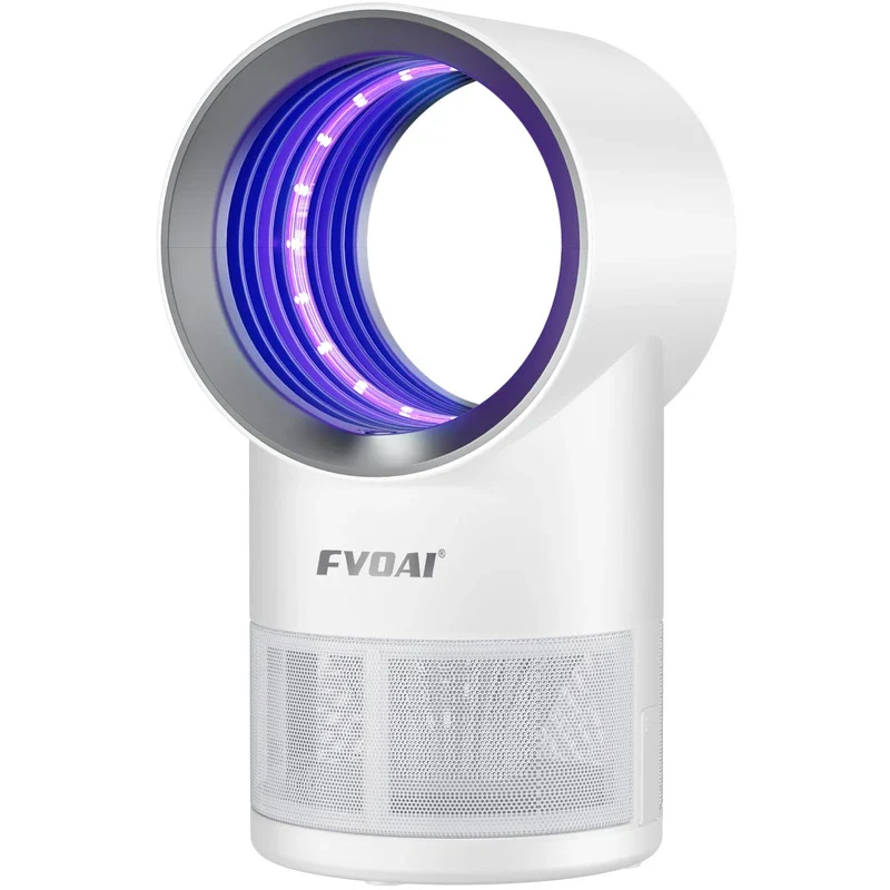 FVOAI Fruit Fly Trap for Indoors, Fly Traps Indoor for Home Indoor Insect Trap with Suction, Time Setting, Bug Light & 10 Pcs Sticky Glue Boards (White)