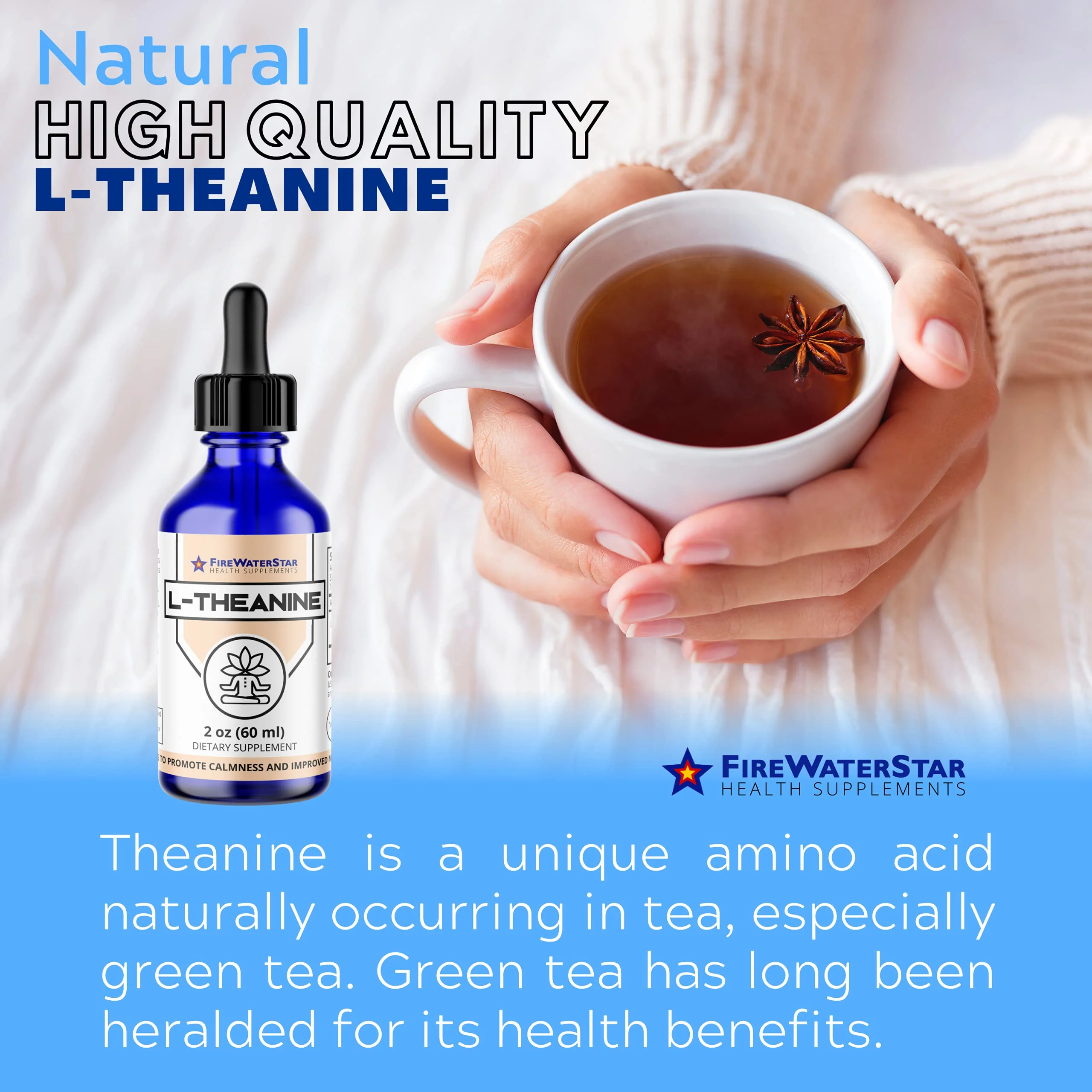 FWS L Theanine Liquid Drops, 200mg 99% Pure Bioactive L-Theanine, Organic, Natural, Vegan, Non GMO Helps to Promote Calmness, Relaxation, Improved Mood, Restful Sleep, for Adults and Kids - Image 6