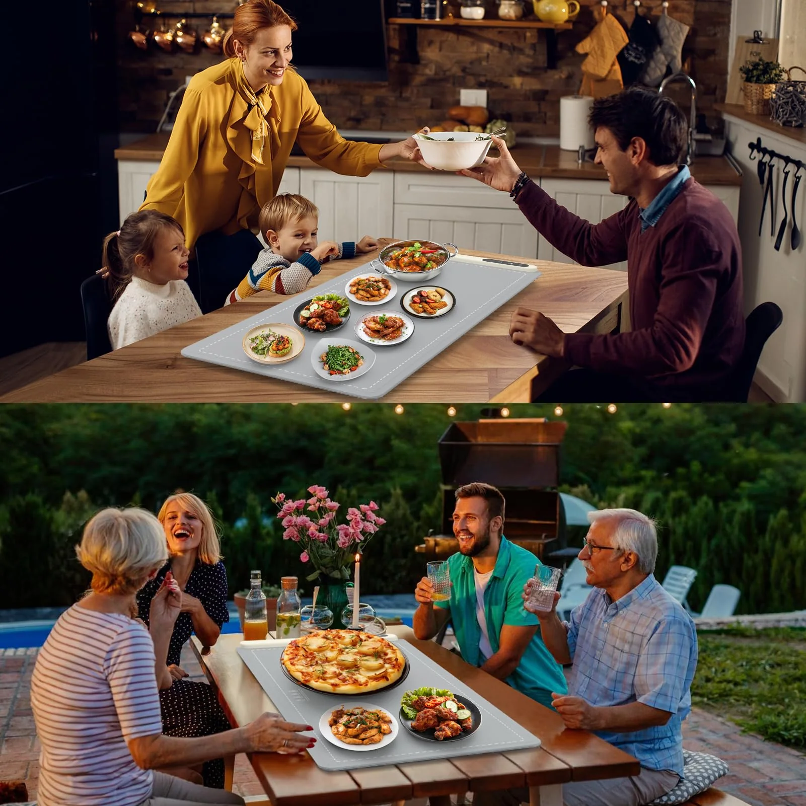 FYY Extra Large Warming Mat for Food - Rapid and Full Surface Heating, 6 Temp Settings, 6H Timer, Rollable Portable Food Warming Mat for Gatherings, Parties, Keep Meal Warm (XX Large Size, Gray) - Image 4