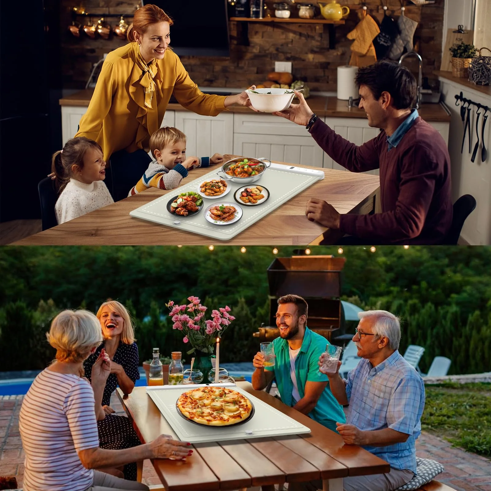 FYY Warming Mat for Food - Rapid and Full Surface Heating, 6 Temp Settings, 6H Timer, Rollable Portable Food Warming Mat, Ideal for Gatherings, Parties, Keep Meal Warm (X Large Size, Khaki) - Image 4