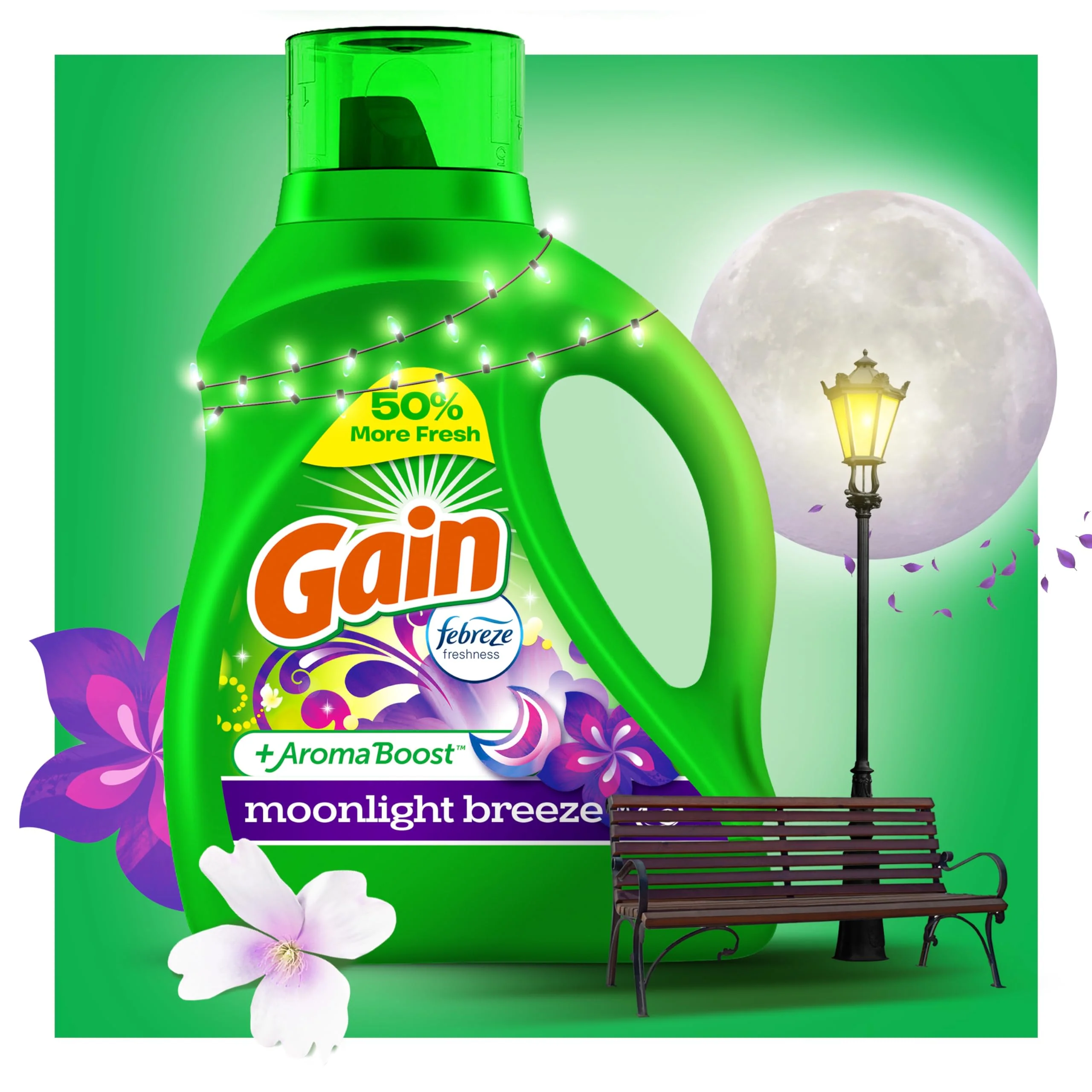 Gain + Aroma Boost Laundry Detergent Liquid Soap, Moonlight Breeze Scent, 45 Loads, 65 Fl Oz, (Pack of 2), He Compatible, Gain Laundry Detergent, Liquid Laundry Detergent - Image 6