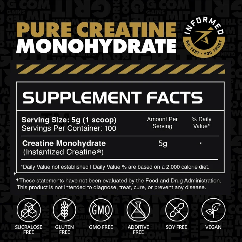 Gains in Bulk Instantized Creatine Monohydrate for Women and Men, Soluble Pre Workout Powder, Supports Muscle Building, Strength and Performance, Bodybuilding Supplements, Unflavored, 100 Servings - Image 6