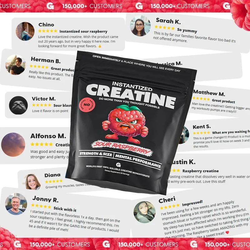Gains In Bulk Sour Raspberry Instantized Creatine - Ultimate Supplement for Muscle Growth - Image 3