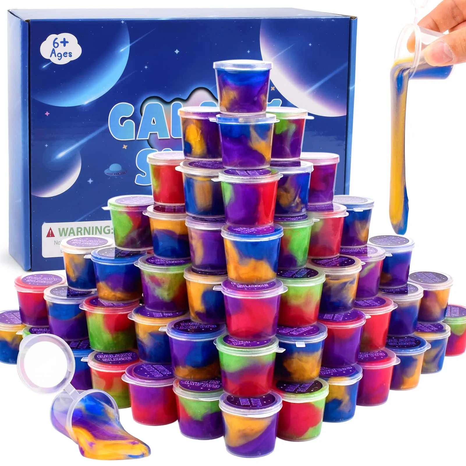 Galaxy Slime Kit with 60 Pack,Slime Party Favors for Kids, Non Sticky,Wet,Soft Sludge Toy Mini Slime Bulk for Boys Girl, Stress Relief,Goodie Bags, Christmas Stuffers