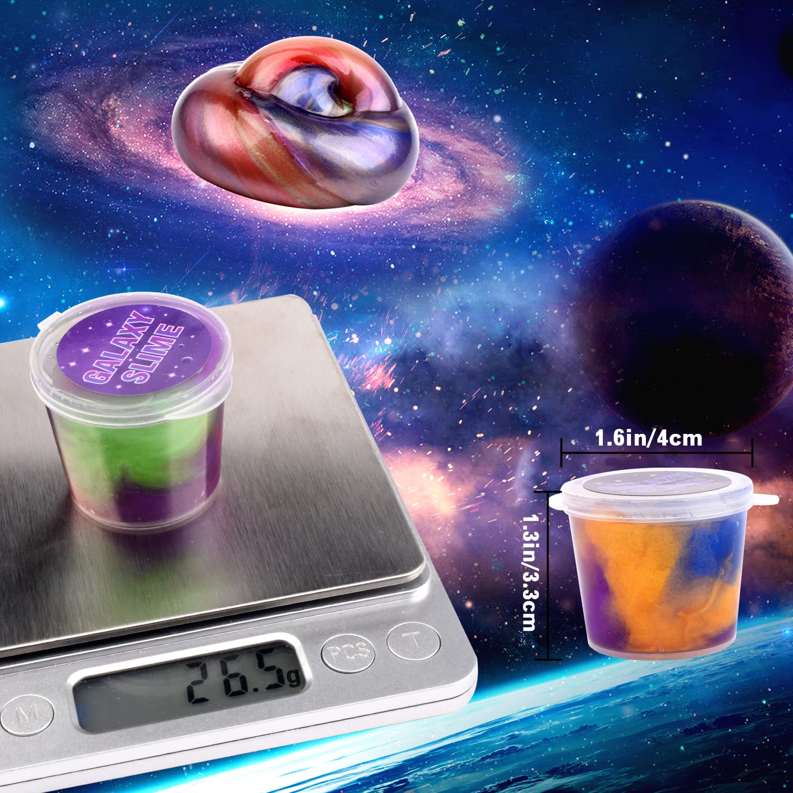 Galaxy Slime Kit with 60 Pack,Slime Party Favors for Kids, Non Sticky,Wet,Soft Sludge Toy Mini Slime Bulk for Boys Girl, Stress Relief,Goodie Bags, Christmas Stuffers - Image 4