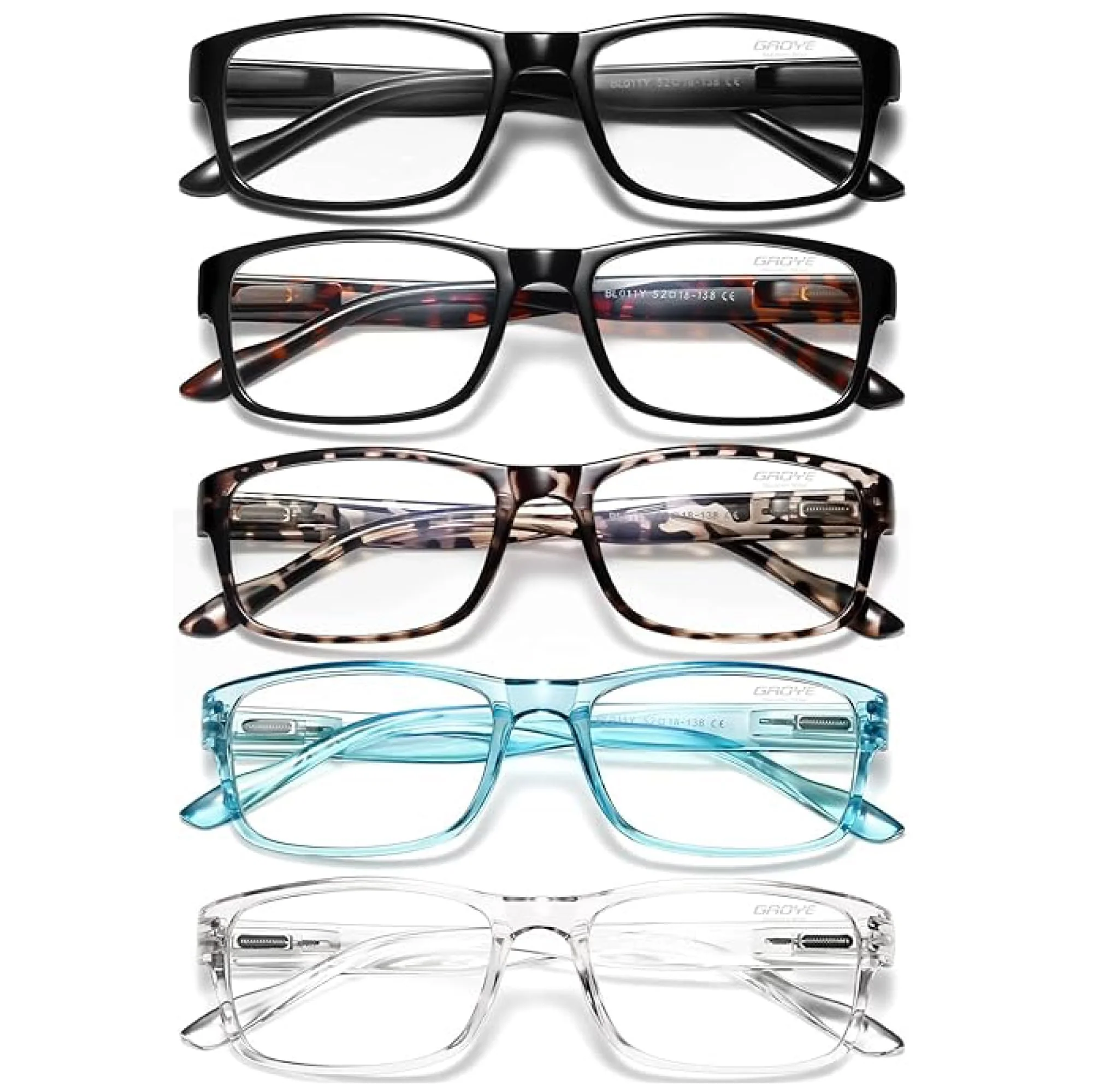 Gaoye Professional Reading Glasses for All Day - Computer Readers with Blue Light Protection - Value Pack