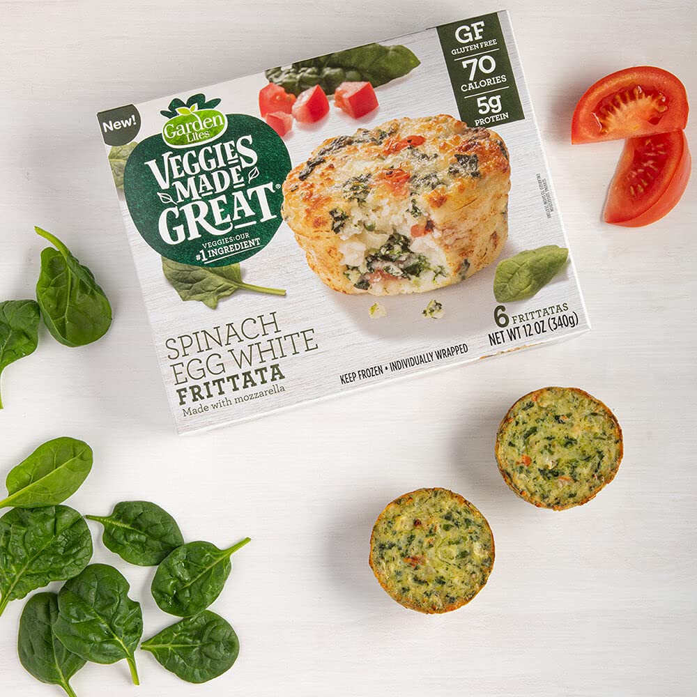 Garden Lites Veggies Made Great Spinach Egg White Frittatas (Pack of 2) - 20 Individually Wrapped Frozen Frittatas in Each Box, 40 Total - Gluten-Free - Image 2
