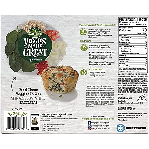 Garden Lites Veggies Made Great Spinach Egg White Frittatas (Pack of 2) - 20 Individually Wrapped Frozen Frittatas in Each Box, 40 Total - Gluten-Free - Image 7