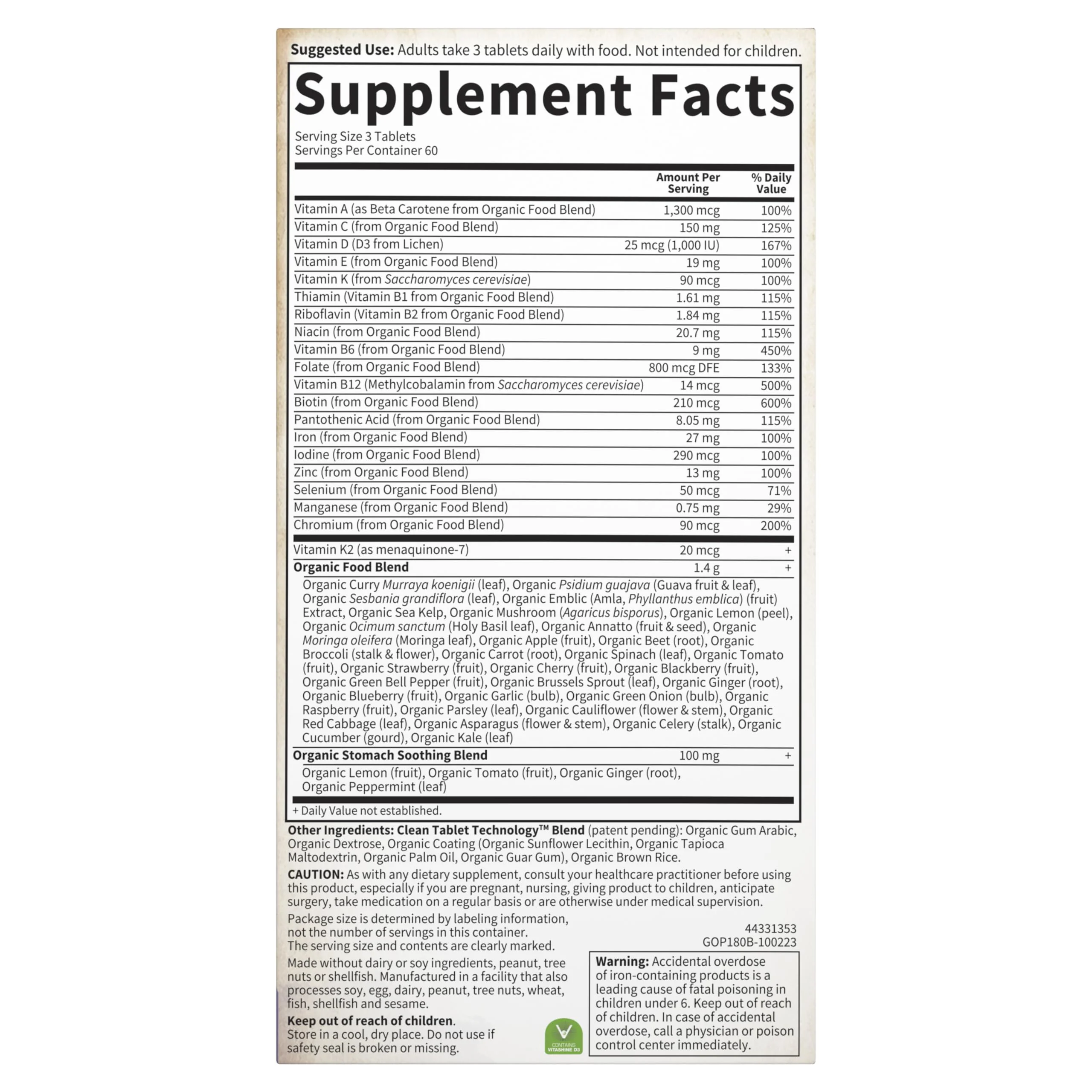 Garden of Life Organics Prenatal Vegan Whole Food Multivitamin Tablets, Folate not Folic Acid & Stomach Soothing Blend for Women, Peppermint, 180 Count - Image 2