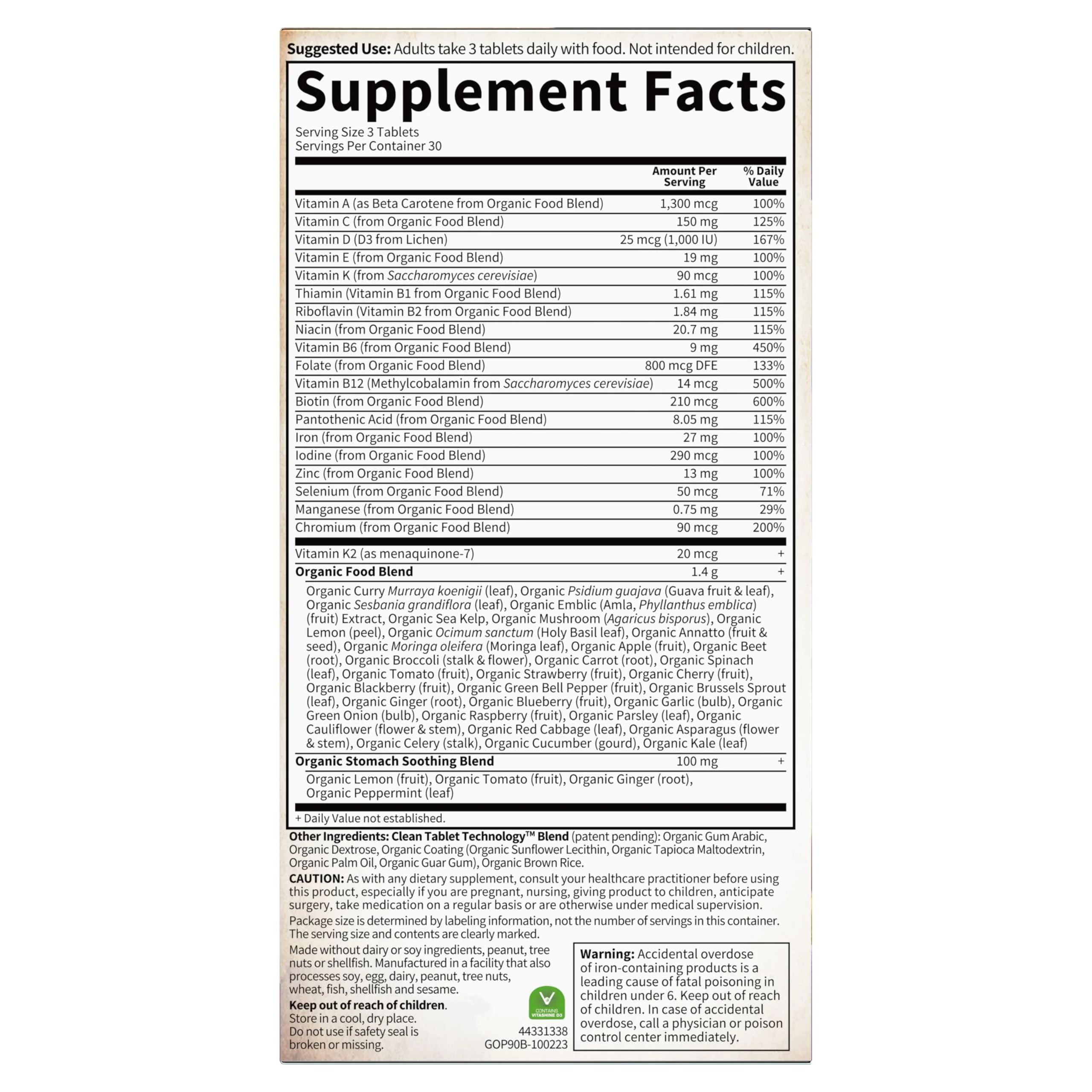 Garden of Life Prenatal Vitamins Organics Prenatal Multi - 90 Tablets, Vegan Whole Food Multivitamin, Folate not Folic Acid & Stomach Soothing Blend, Organic Prenatals Supplements for Women - Image 4