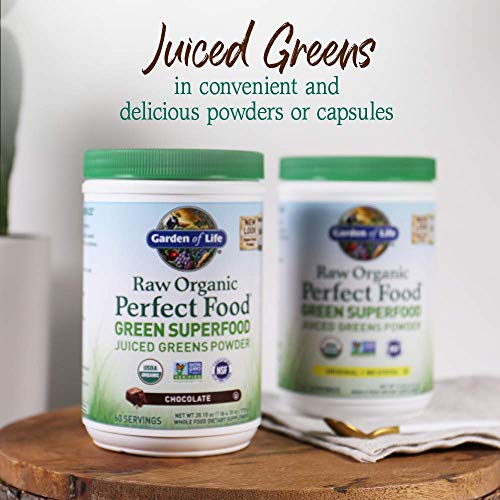 Garden of Life Raw Organic Perfect Food Green Superfood Juiced Greens Powder - Chocolate, 60 Servings, Non-GMO, Gluten Free, Vegan Whole Food Dietary Supplement, Plus Probiotics, Enzymes - Image 2