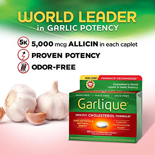 Garlique Garlic Extract Supplement, Healthy Cholesterol Formula, Odorless & Vegan-Friendly, 60 Caplets - Image 6