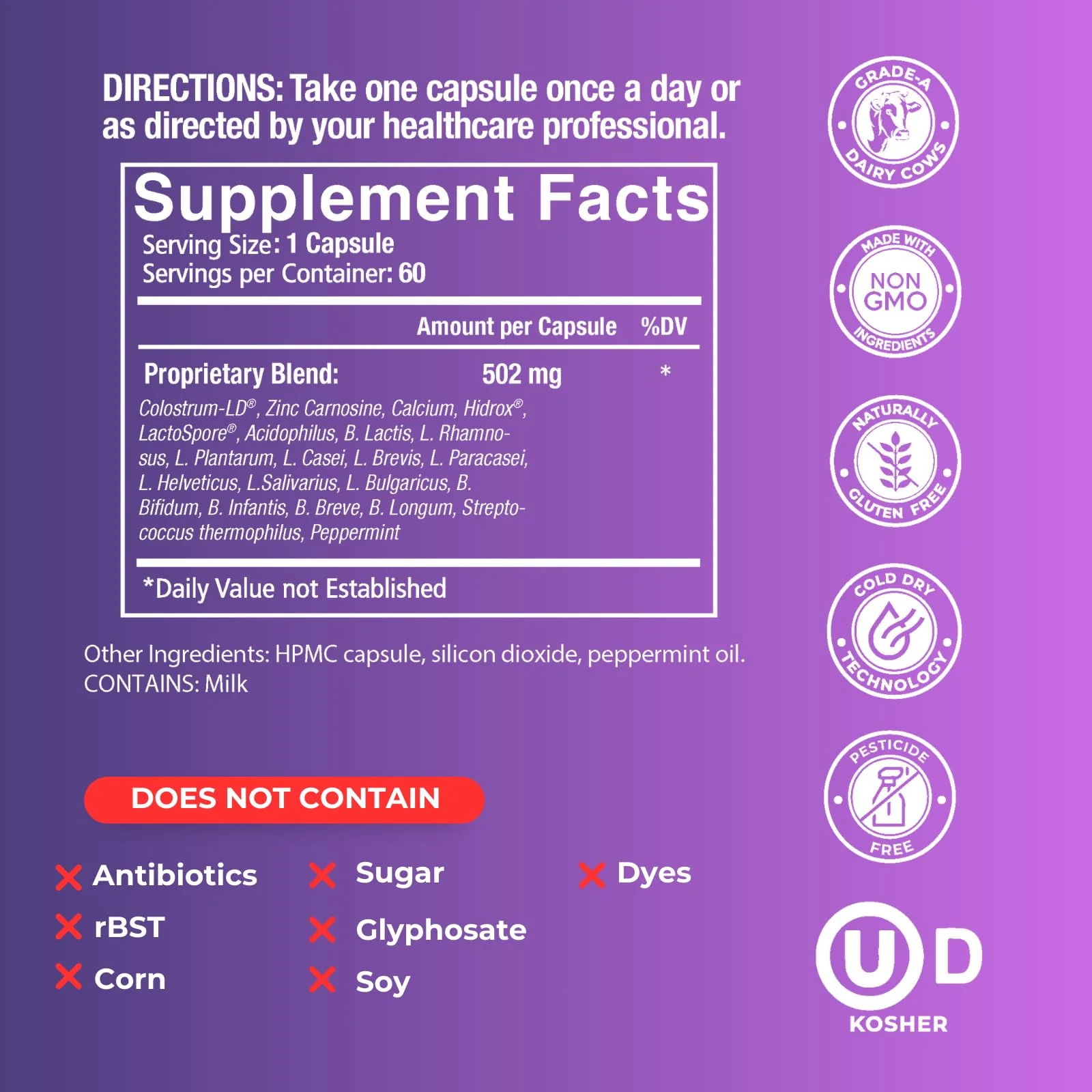 GastroDefense Stomach Armor - Shelf Stable Pre and Probiotic - Liposomal Colostrum-LD Enhanced. Beneficial Stains Colonize and Promote Gut Health, Designed for Adult Women and Men - Image 2