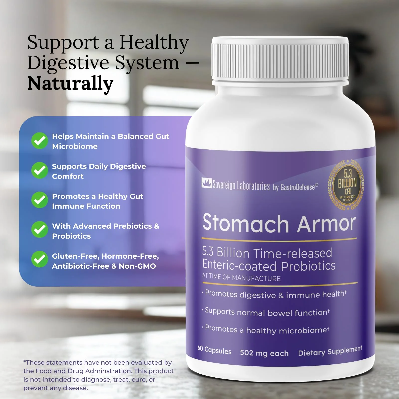 GastroDefense Stomach Armor - Shelf Stable Pre and Probiotic - Liposomal Colostrum-LD Enhanced. Beneficial Stains Colonize and Promote Gut Health, Designed for Adult Women and Men - Image 4