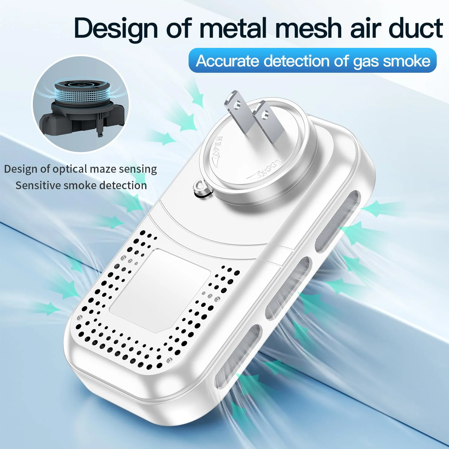 Gedsffati 5in1 Plug in Carbon Monoxide Detector &Smoke & Combustible Natural Gas Detectors Combination Builti-in Battery HD Screen [Smoke CO Gas Temp Humidity Sensor] for Home Travel (2pcs,White) - Image 4