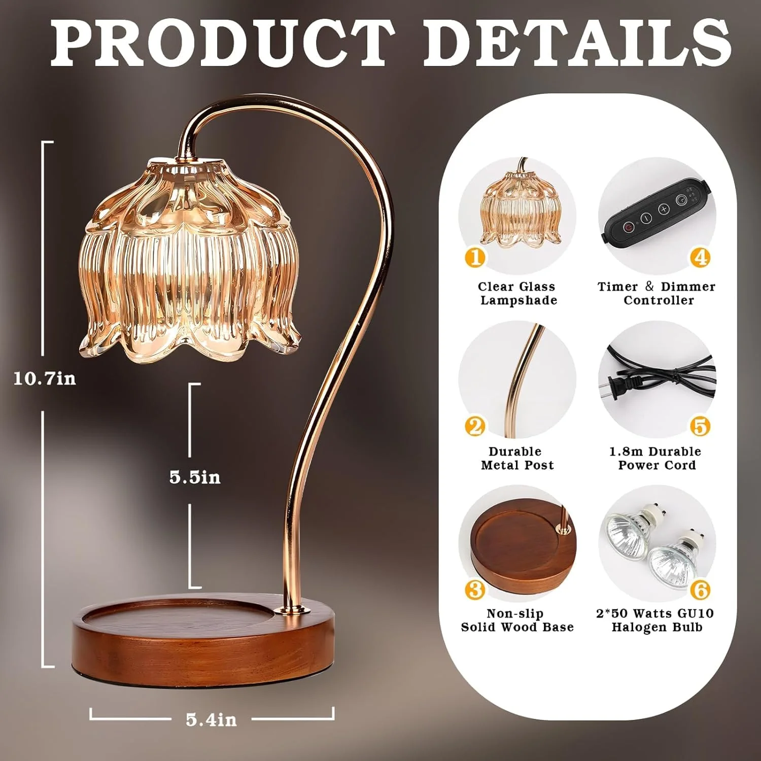 GEEZO Fragrance Candle Warmer Lamp,Electric Candle Warmer with Timer & Dimmer,Mom Christmas Birthday Gifts for Women, House Warming Gifts New Home Bedroom Decor - Image 3